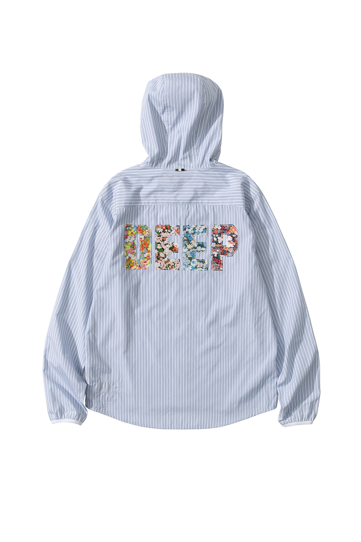 URBAN+FOREST Floral Patchwork Striped Hooded Shirt Jacket, premium urban and streetwear designers apparel on PROJECTISR.com, URBAN+FOREST