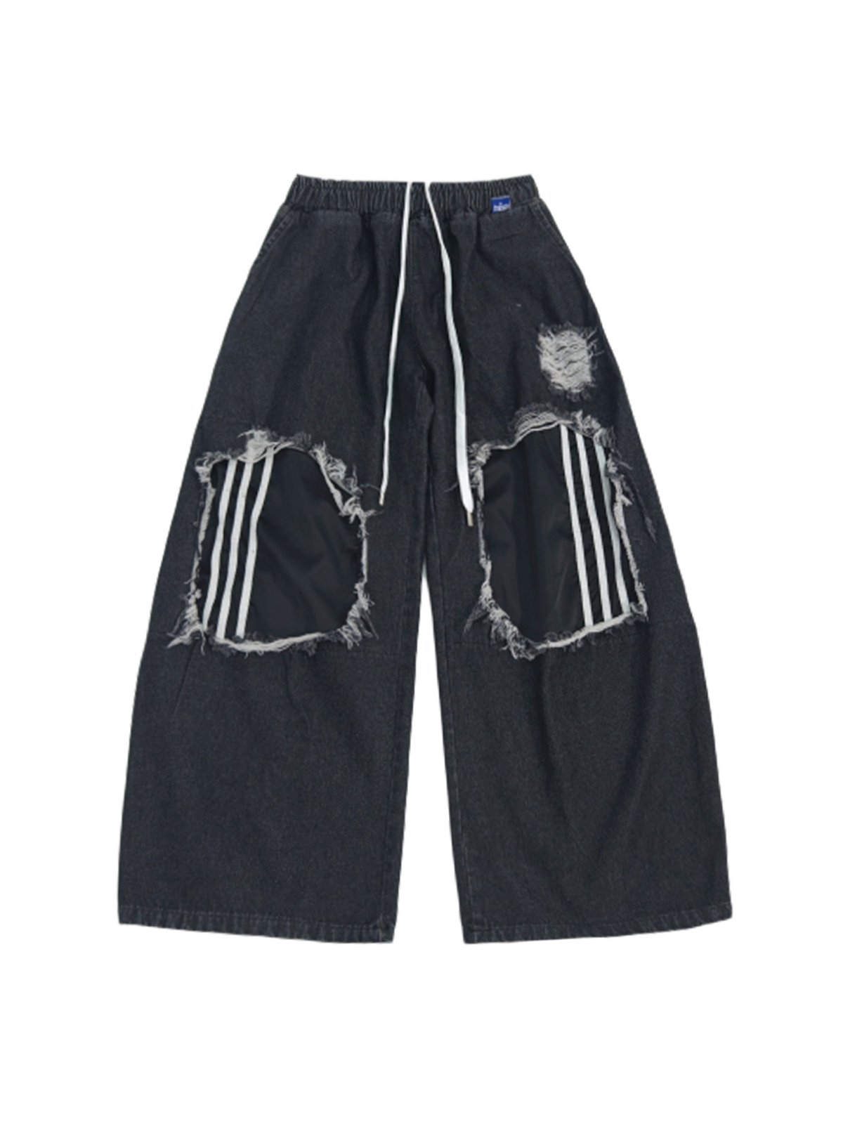 UUCSCC Distressed Wide-Leg Drawstring Jeans
