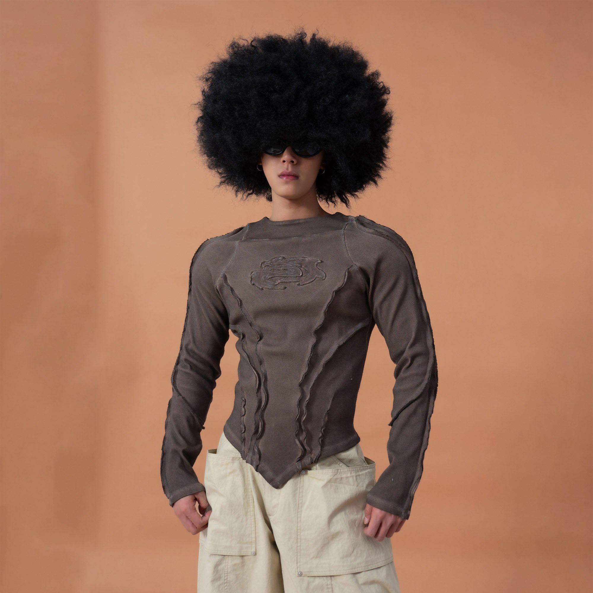 CLP Distressed Raw-Seam Paneled Long-Sleeve Tee, premium urban and streetwear designers apparel on PROJECTISR.com, CLP