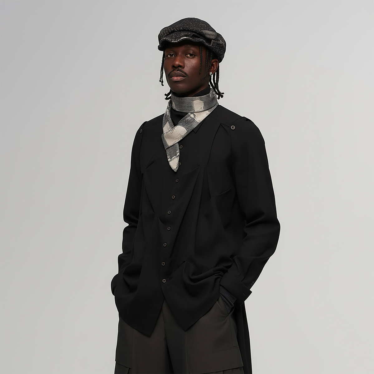 ILNya Nieternite Nifutur Asymmetrical Draped Seamed Shirt