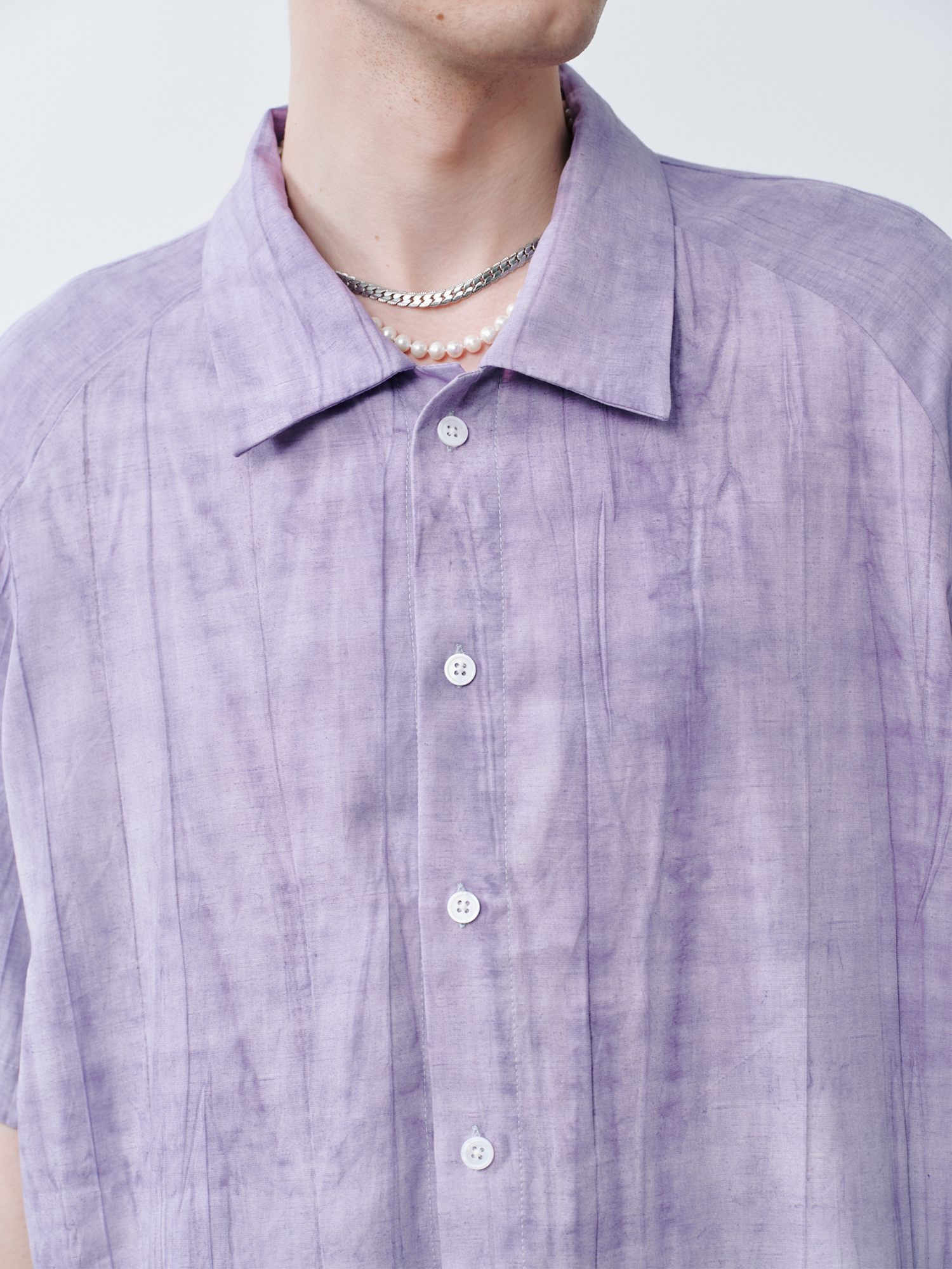 GRAINMUSTARD Crinkled Linen-Cotton Half Shirt, premium urban and streetwear designers apparel on PROJECTISR.com, GRAINMUSTARD