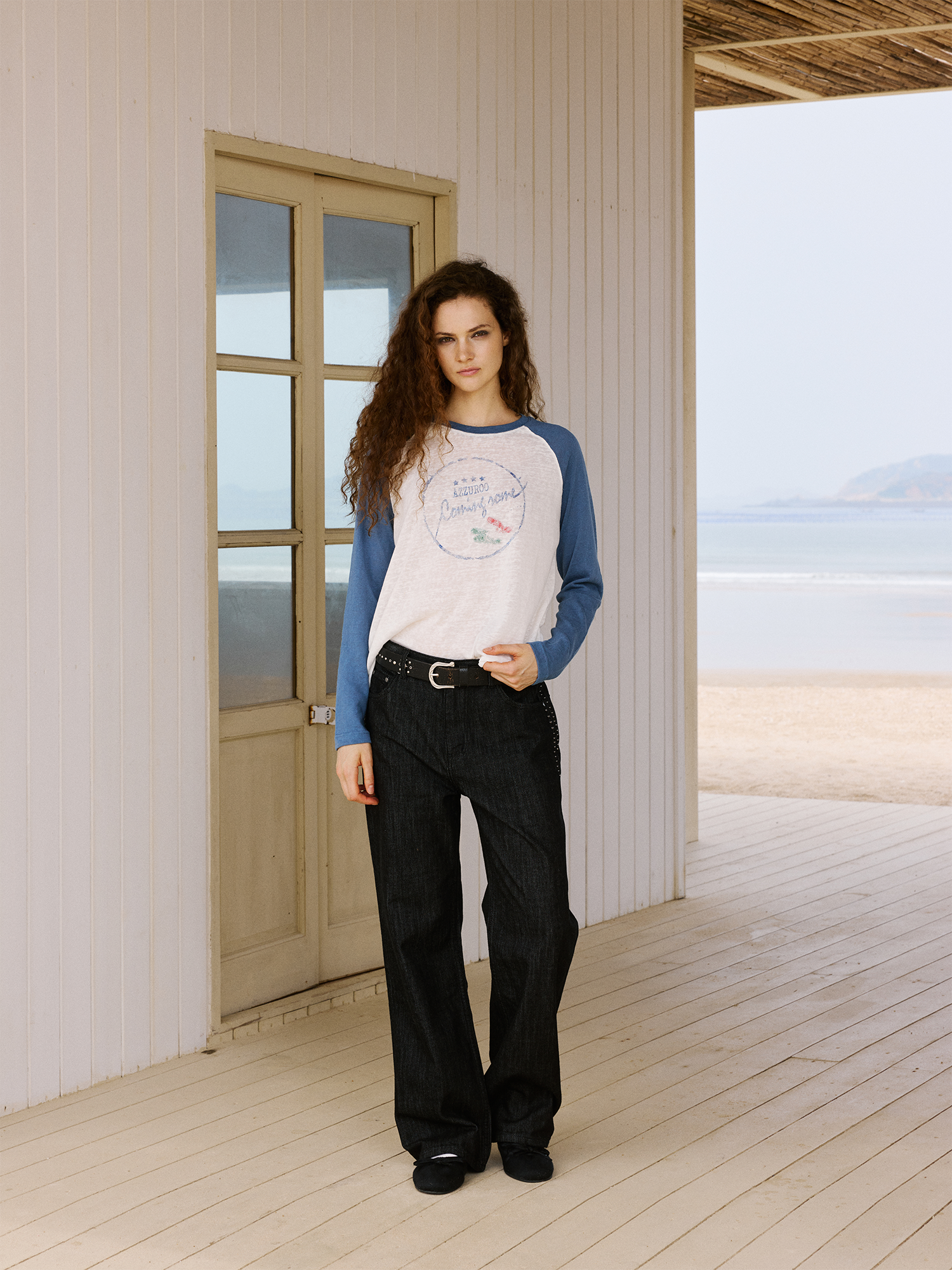 IN EXISTENCE Mulberry Silk Studded Straight-Leg Jeans