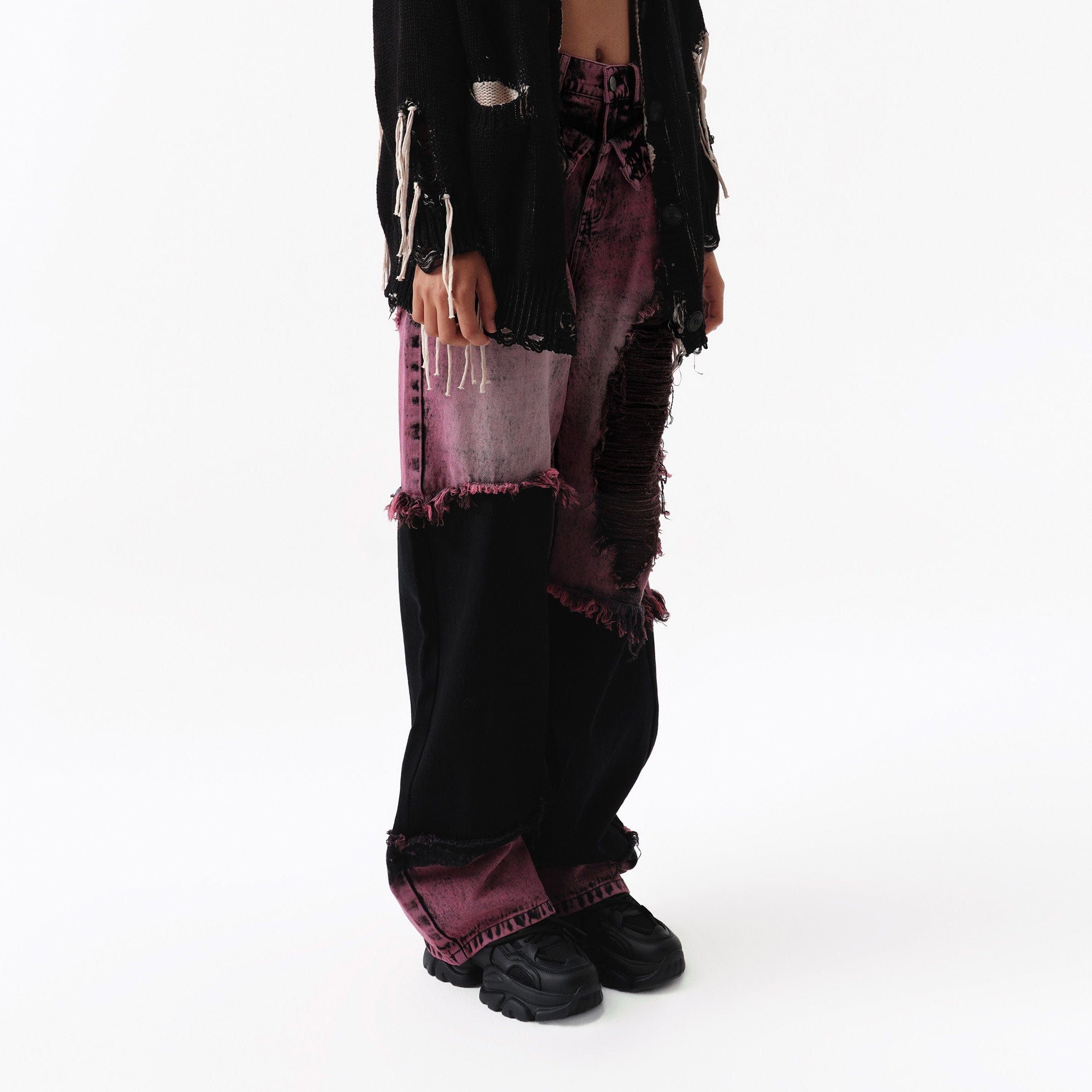 VANN VALRENCE Distressed Panelled Frayed Straight-Leg Jeans, premium urban and streetwear designers apparel on PROJECTISR.com, VANN VALRENCE