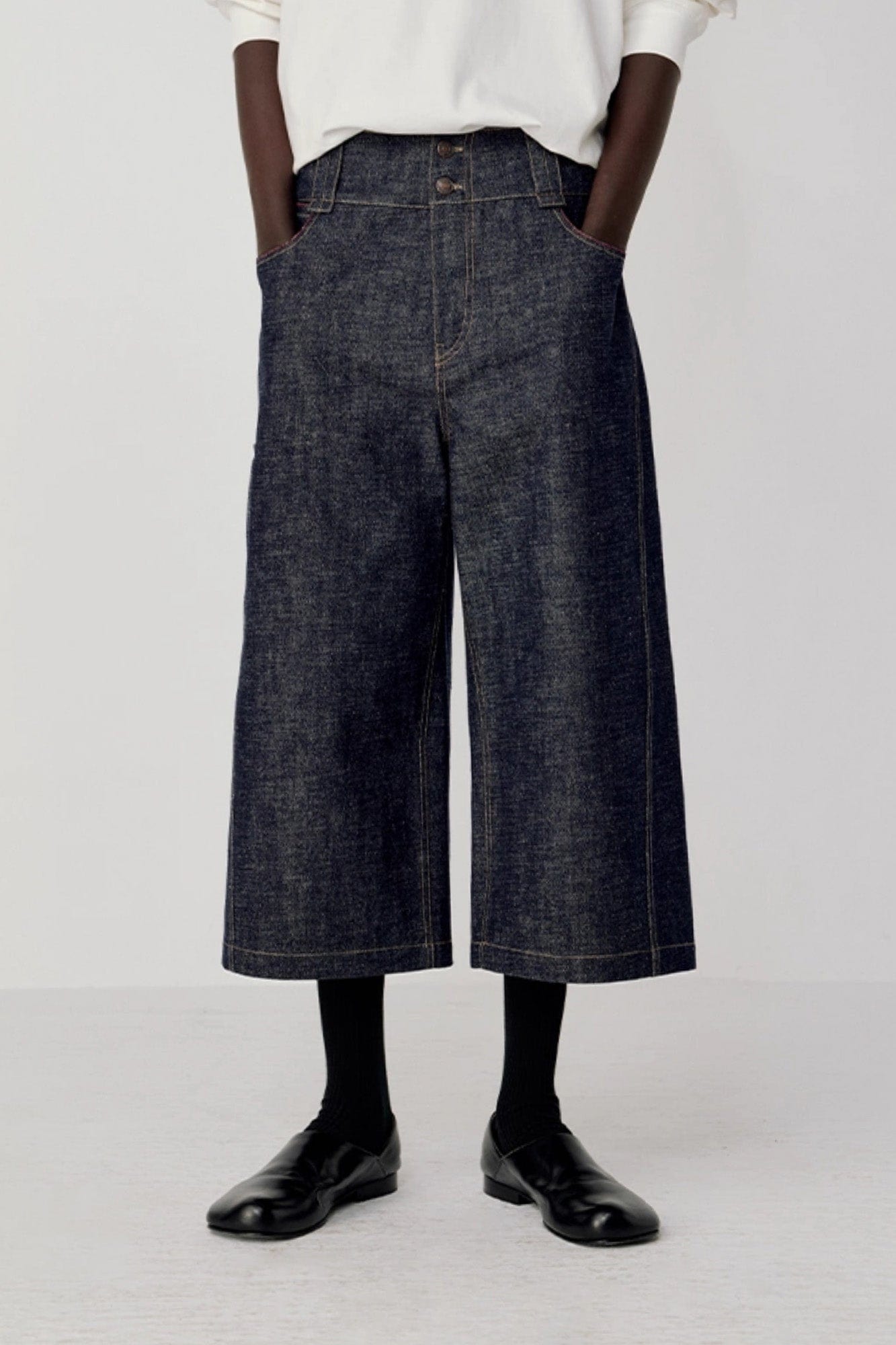 OPICLOTH Essential Stitched Cropped Raw Jeans, premium urban and streetwear designers apparel on PROJECTISR.com, OPICLOTH