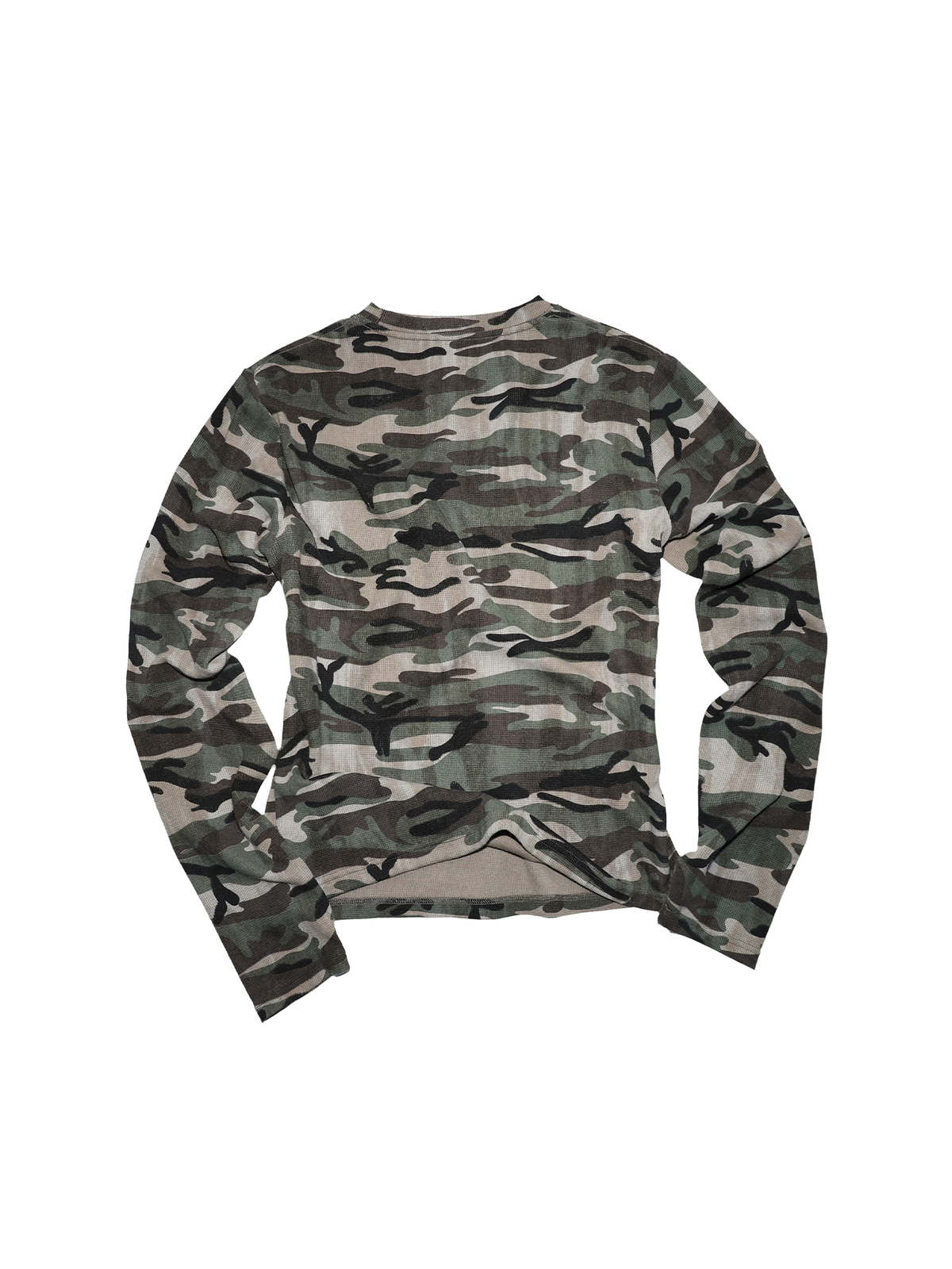THEWET Camo Skull Graphic Waffle Long-Sleeve Tee