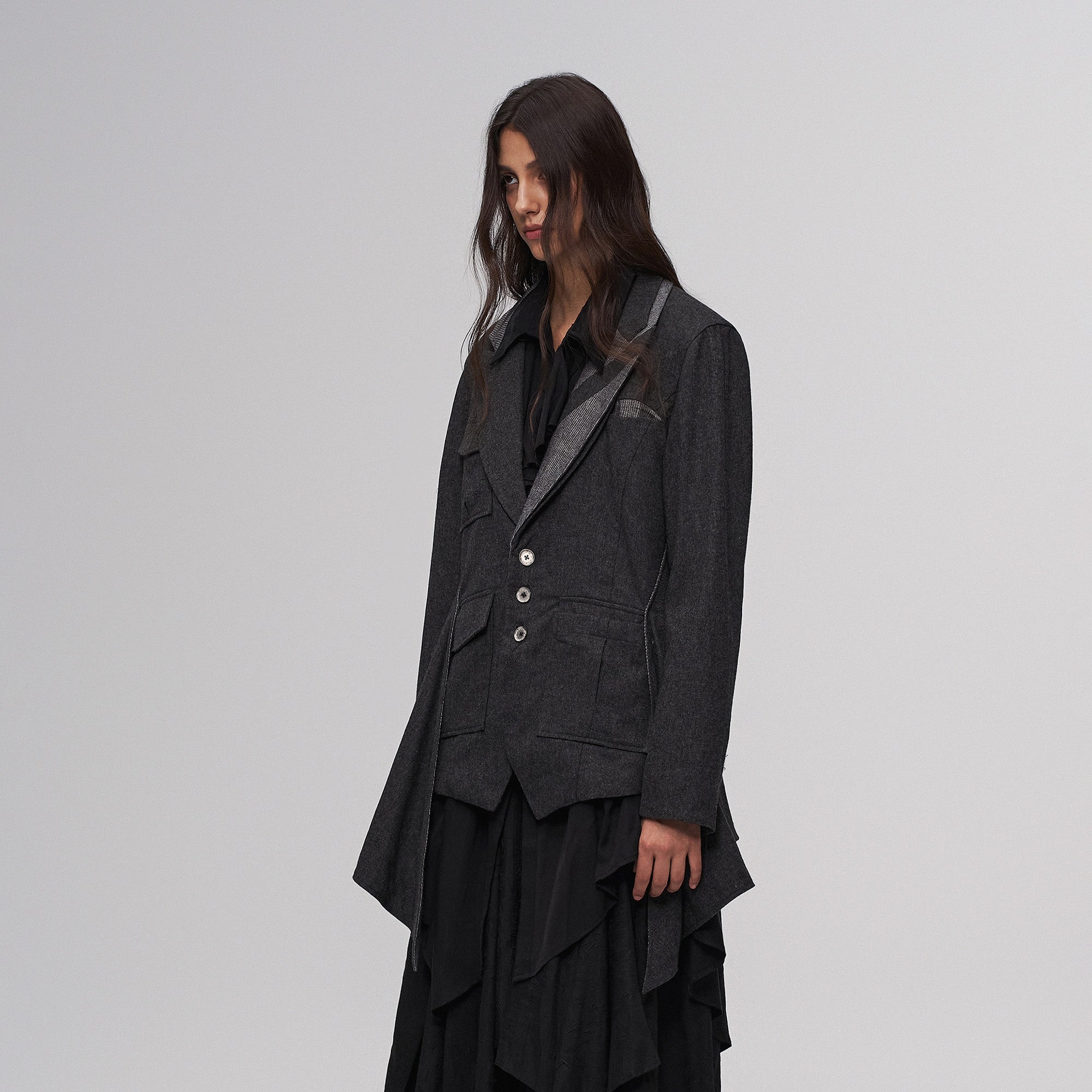ILNya Nieternite Nifutur Asym Draped-Pleated Panel-Collar Blazer