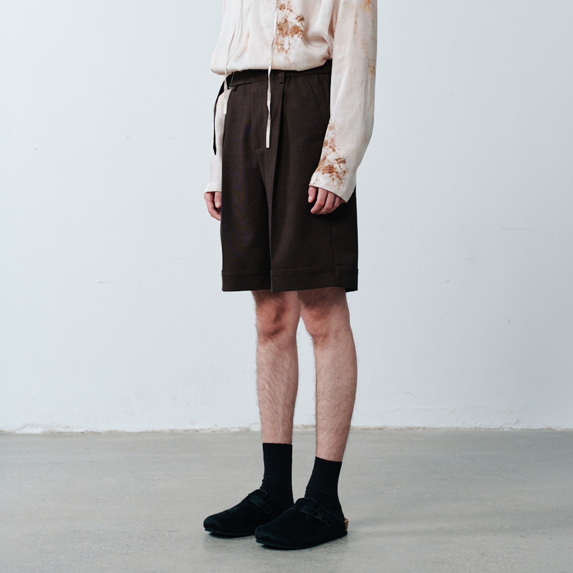 GRAINMUSTARD Pleated Linen-Blend Belt Tailored Shorts