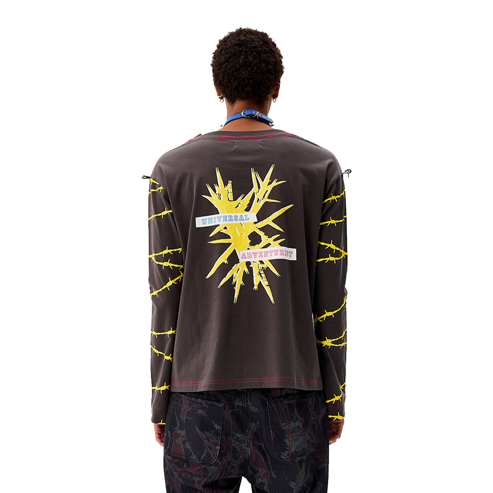 CYCYCY Punk Cartoon Mouse Graphic Long-Sleeve Tee