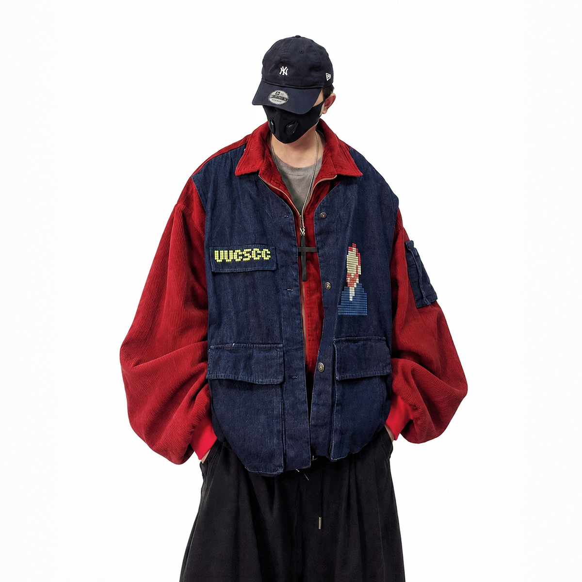 UUCSCC Retro Corduroy Faux Two-Piece Multi-Pocket Jacket, premium urban and streetwear designers apparel on PROJECTISR.com, UUCSCC