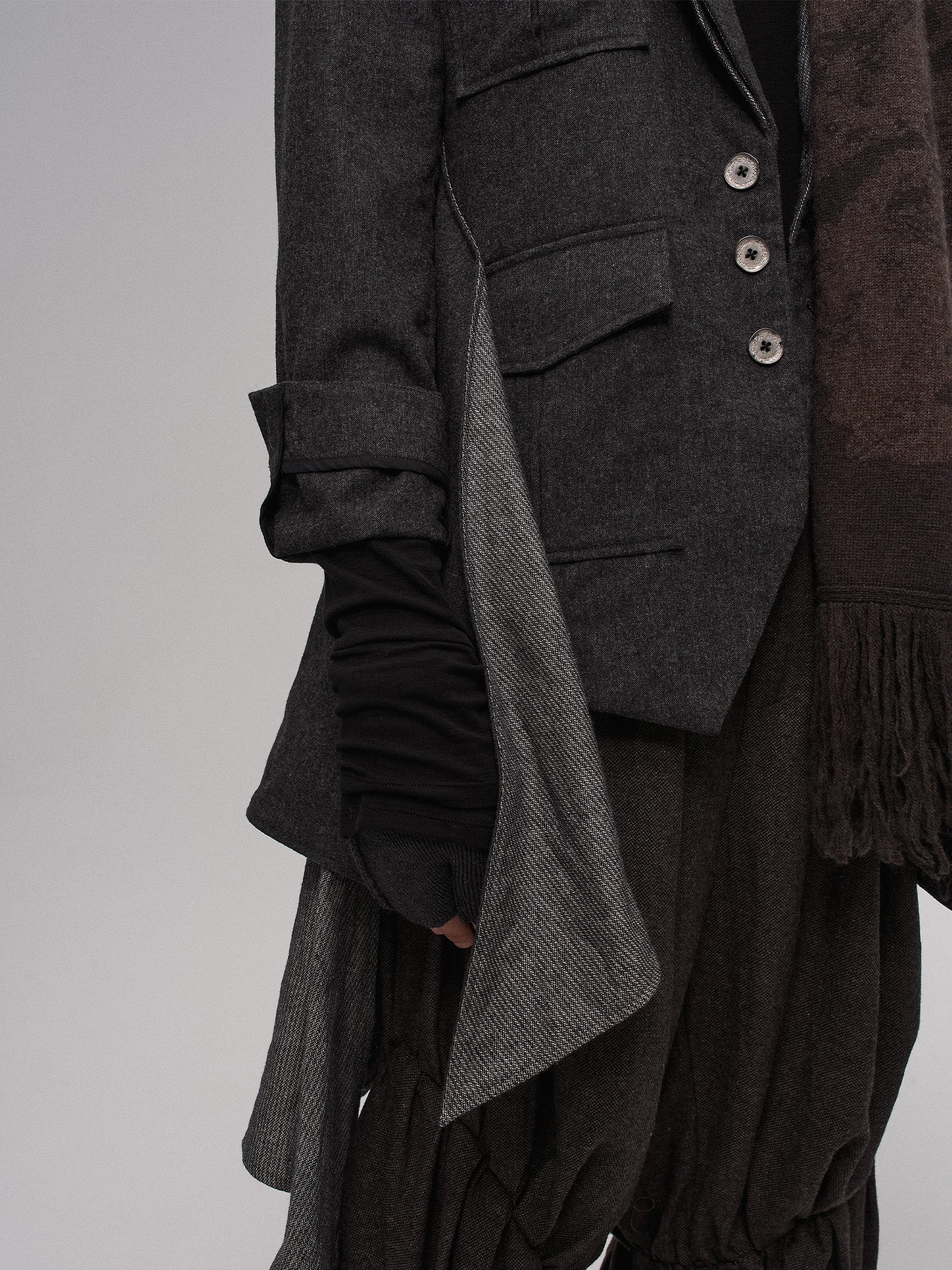 ILNya Nieternite Nifutur Asym Draped-Pleated Panel-Collar Blazer