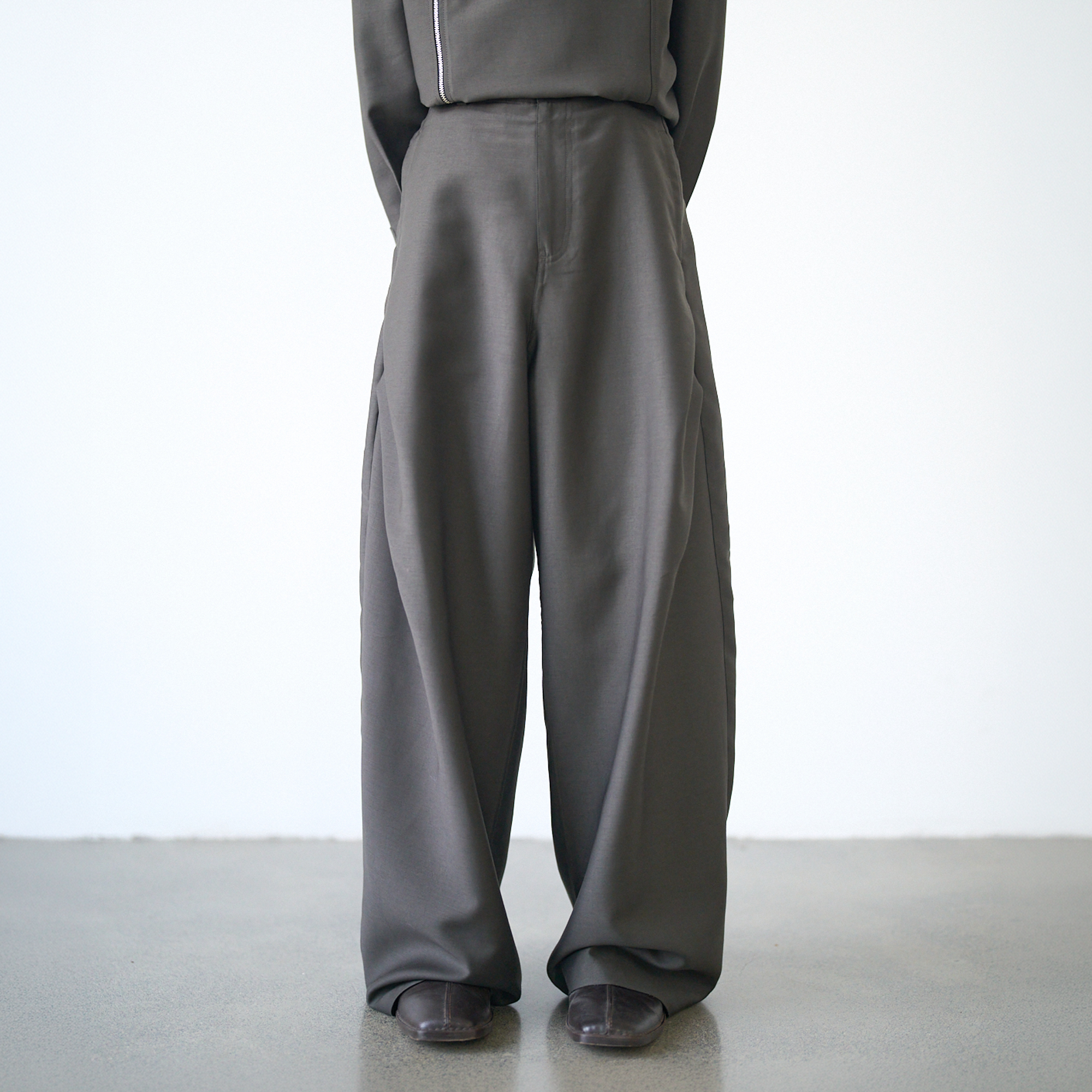 GRAINMUSTARD Lustrous Pleated Wool-Blend Wide-Leg Trousers, premium urban and streetwear designers apparel on PROJECTISR.com, GRAINMUSTARD
