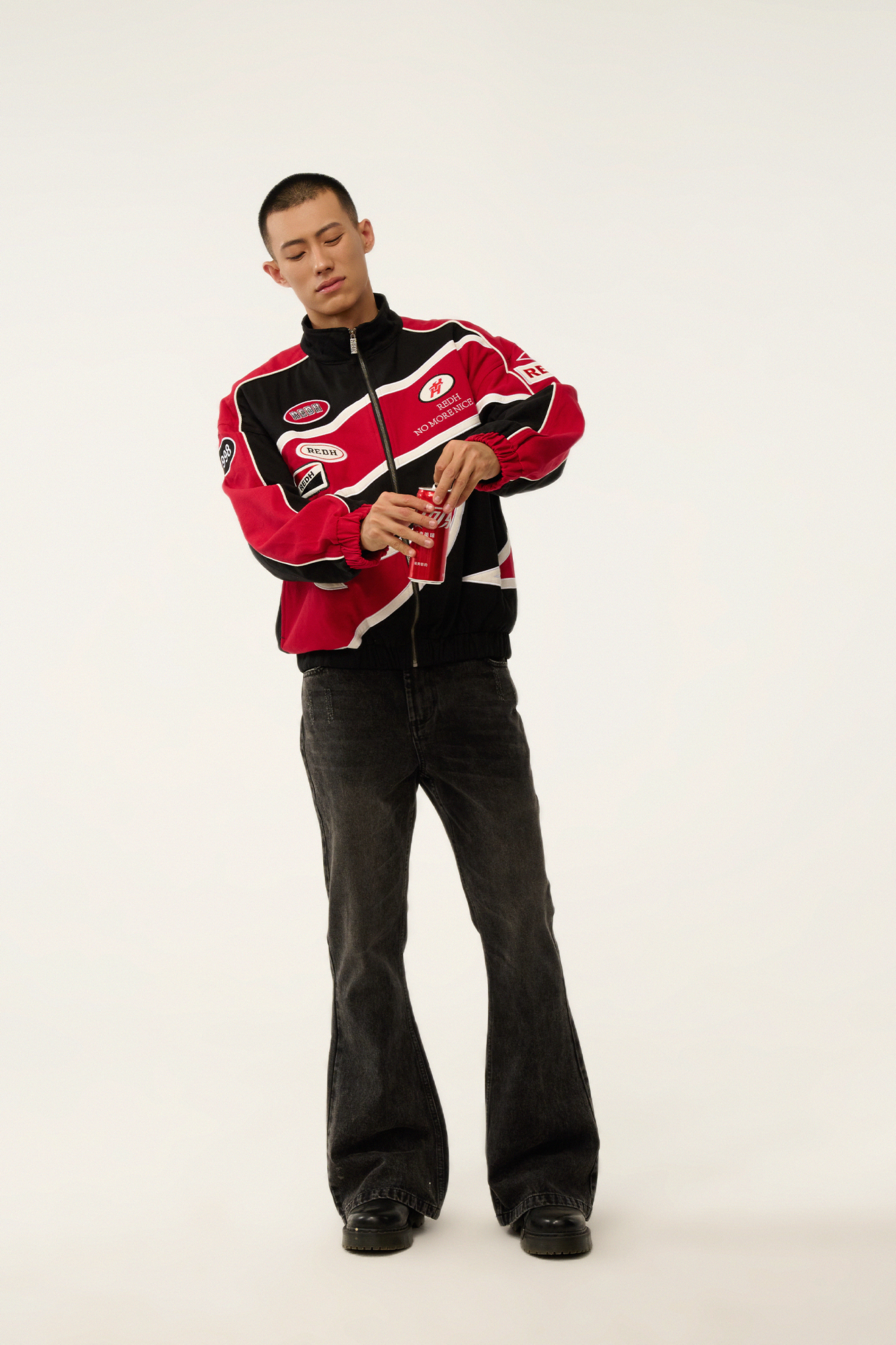 REDH Contrast Panel Embroidered Racing Jacket