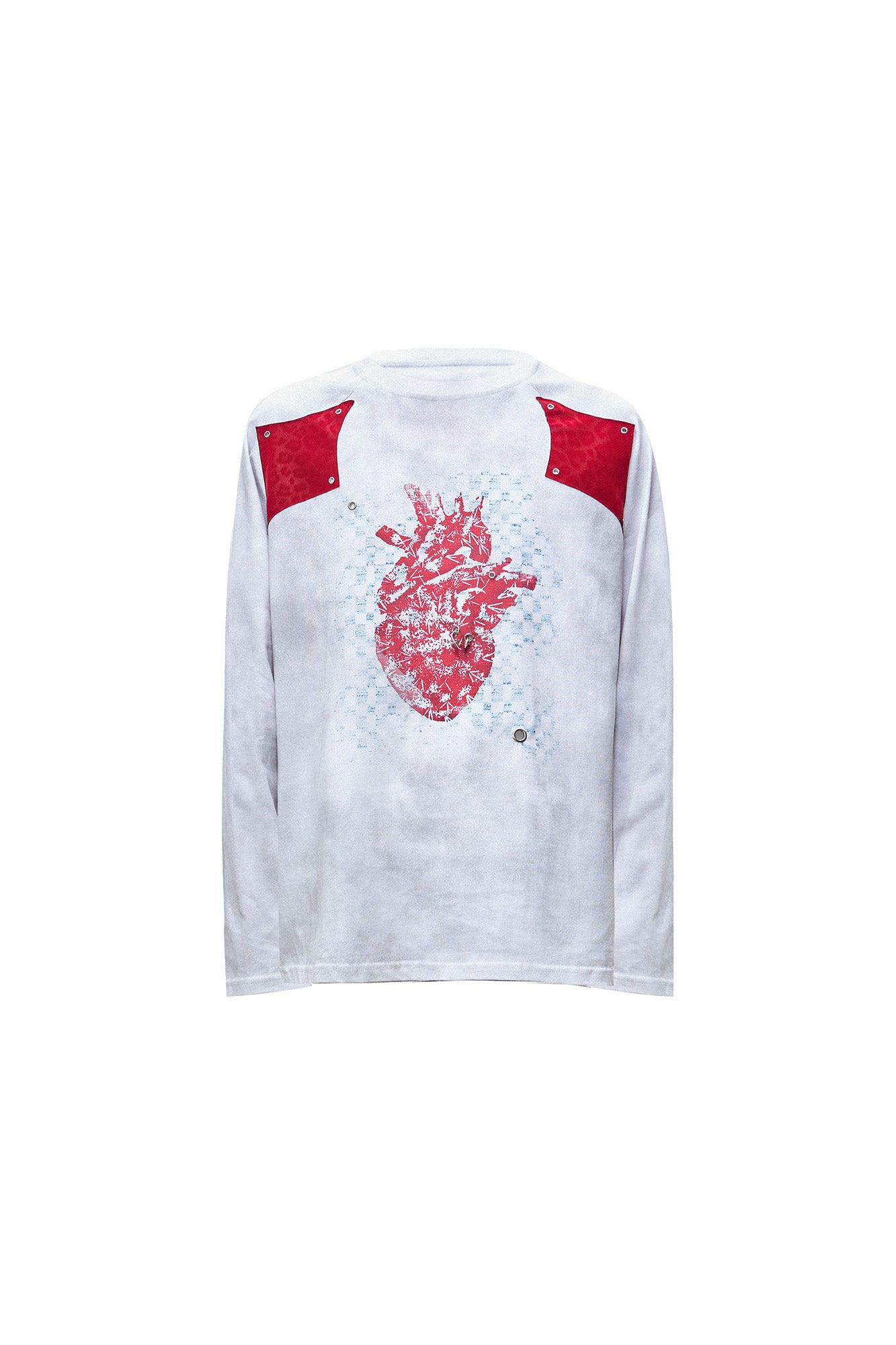 OIPWORD Heart Graphic Appliqué Long-Sleeve Tee, premium urban and streetwear designers apparel on PROJECTISR.com, OIPWORD