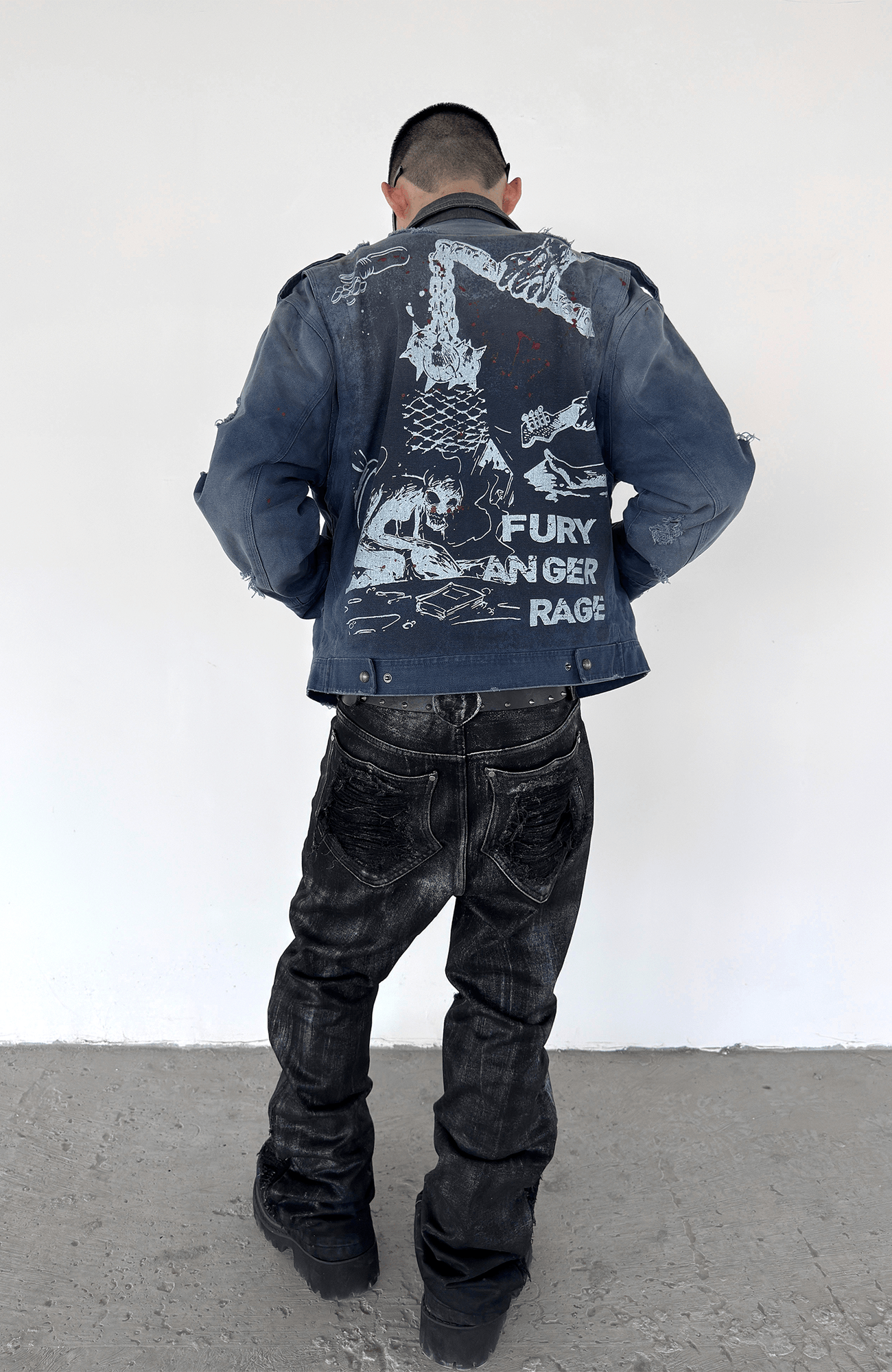 TECNINEGROUP Distressed Grunge Denim Jacket