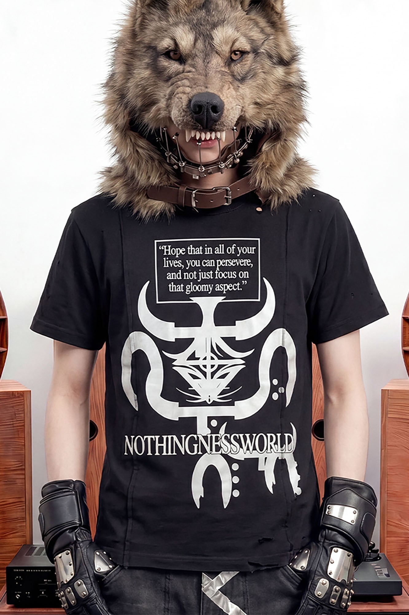 NOTHINGNESS WORLD Distressed Wormhole Graphic Boxy Tee
