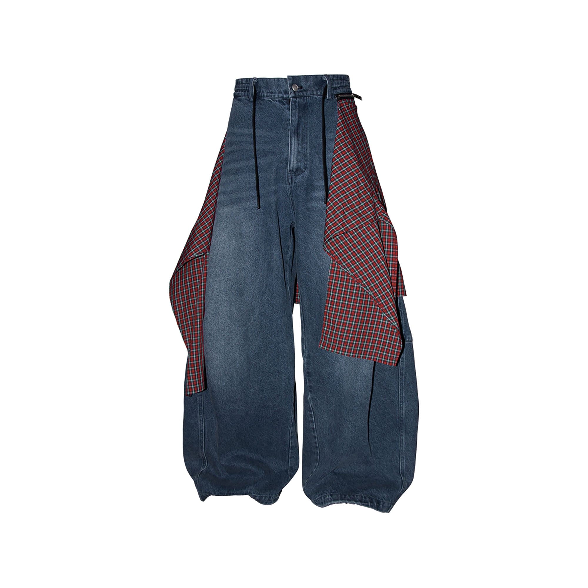 RELABEL Detachable Drape Drawstring Baggy Jeans Blue, premium urban and streetwear designers apparel on PROJECTISR.com, RELABEL