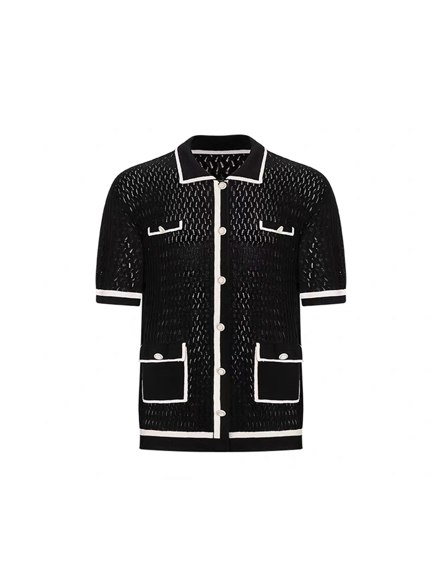 TIWILLTANG Contrast Trim Knitted Half Shirt