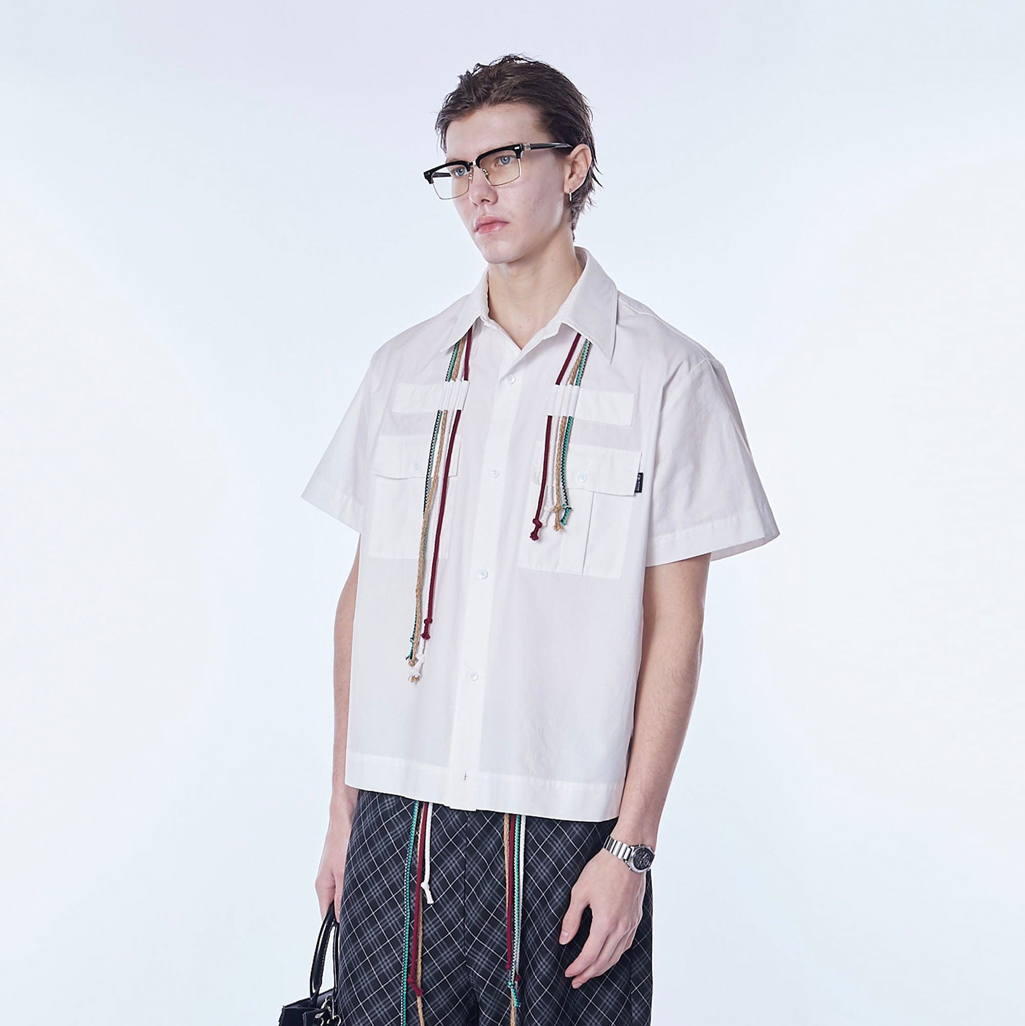 ASSEEN Cord Tassel Pocket Half Shirt, premium urban and streetwear designers apparel on PROJECTISR.com, ASSEEN