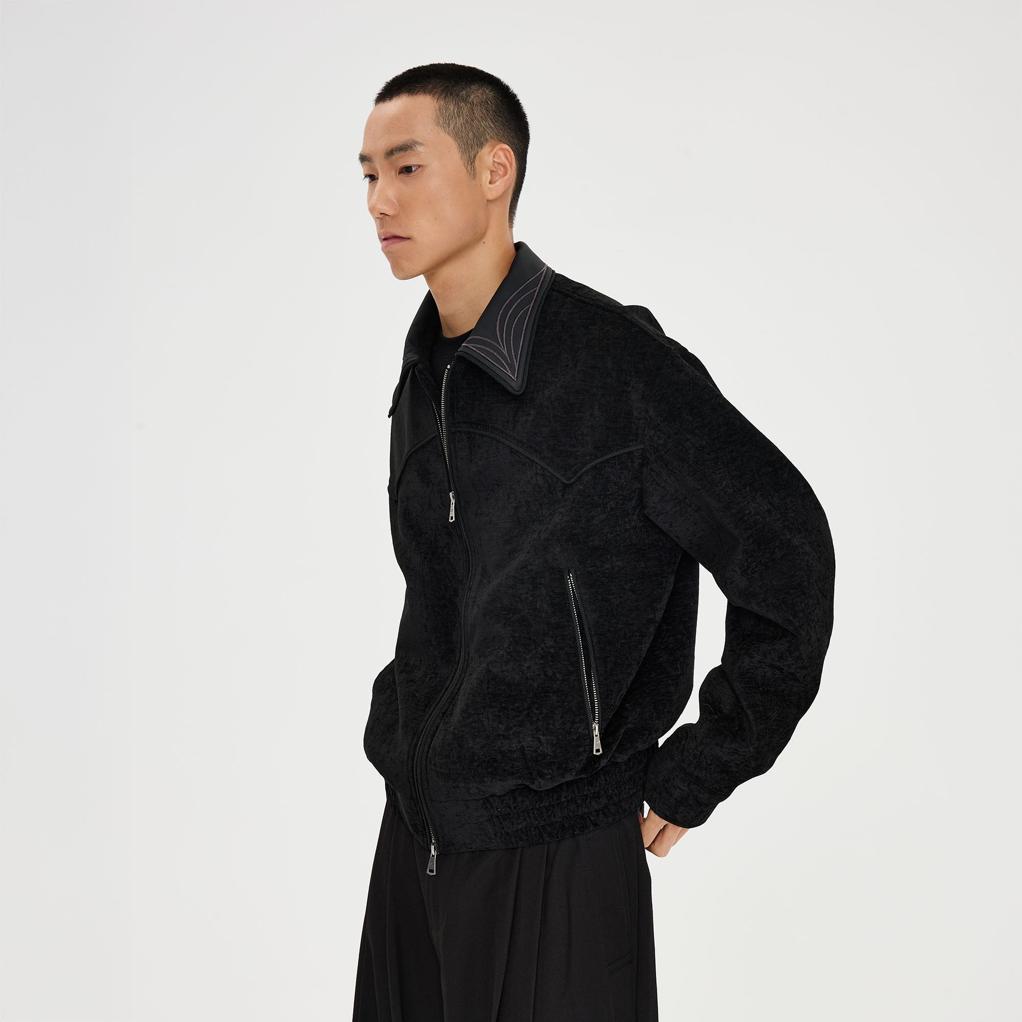 CATSSTAC Embroidered Collar Stitch Jacket, premium urban and streetwear designers apparel on PROJECTISR.com, CATSSTAC