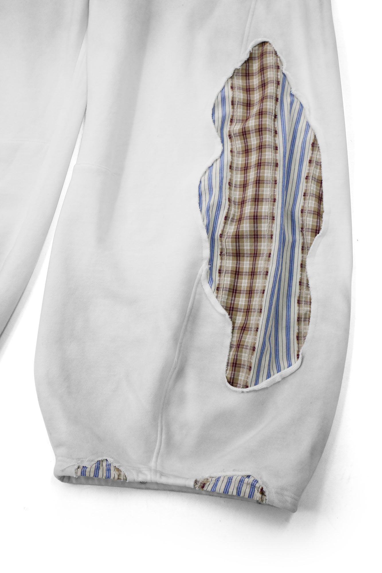 RELABEL Distressed Detachable Plaid Drape Sweatpants, premium urban and streetwear designers apparel on PROJECTISR.com, RELABEL