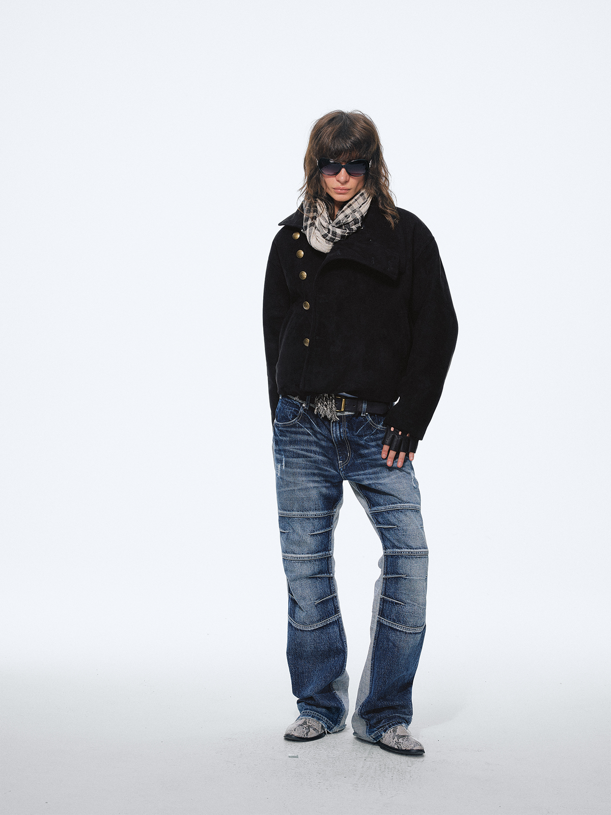 TRECLUB Collar Metal-Button Padded Suede Jacket, premium urban and streetwear designers apparel on PROJECTISR.com, TRECLUB