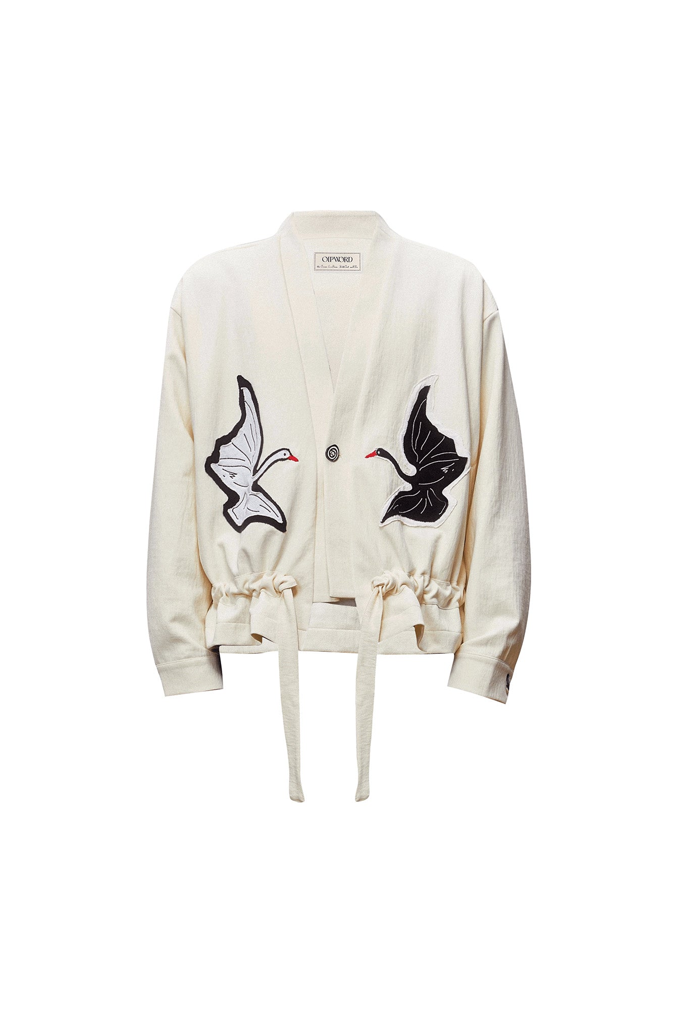 OIPWORD Swan Appliqué Drawstring Jacket, premium urban and streetwear designers apparel on PROJECTISR.com, OIPWORD