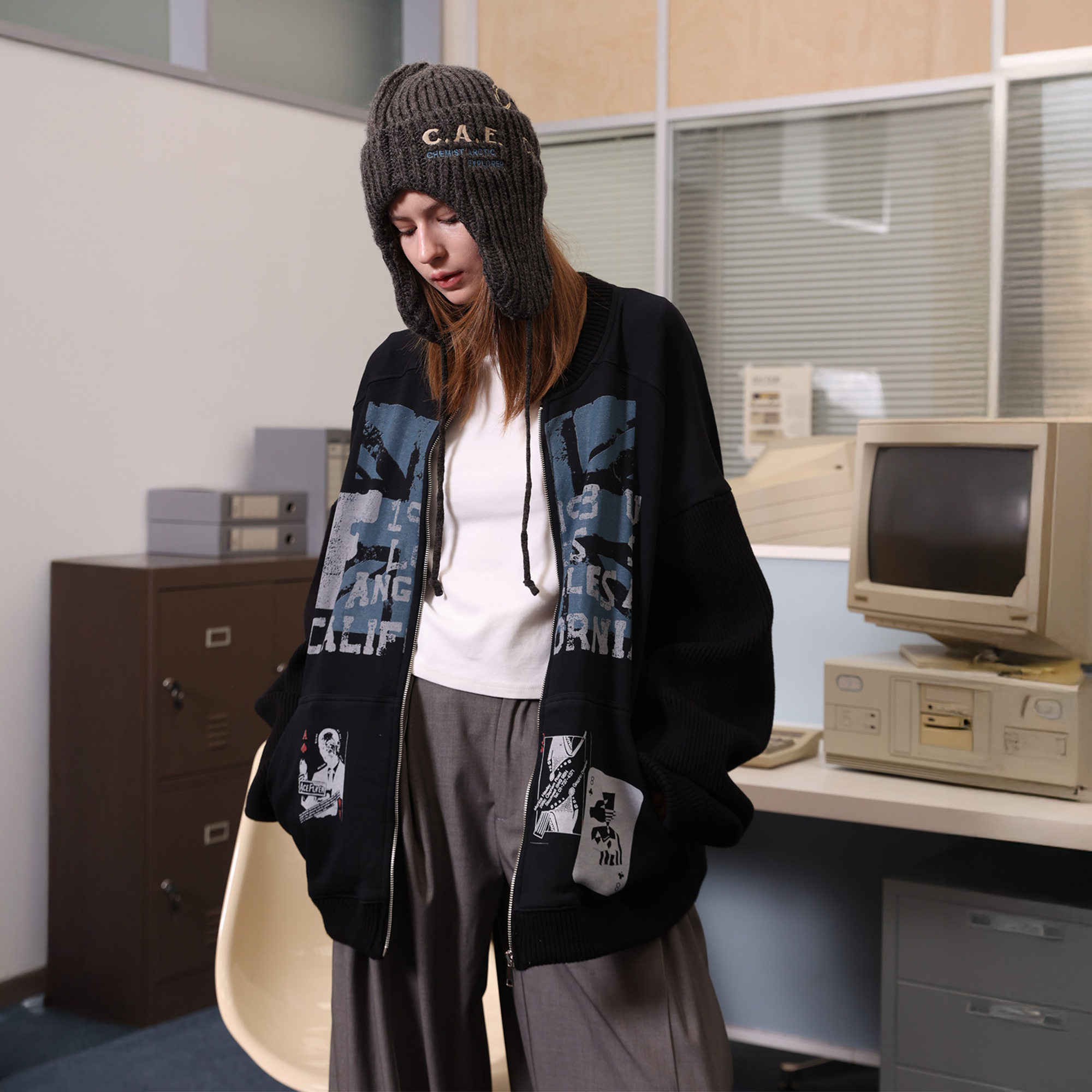ERROR CODE ROBOT Union Jack Graphic Oversized Jacket