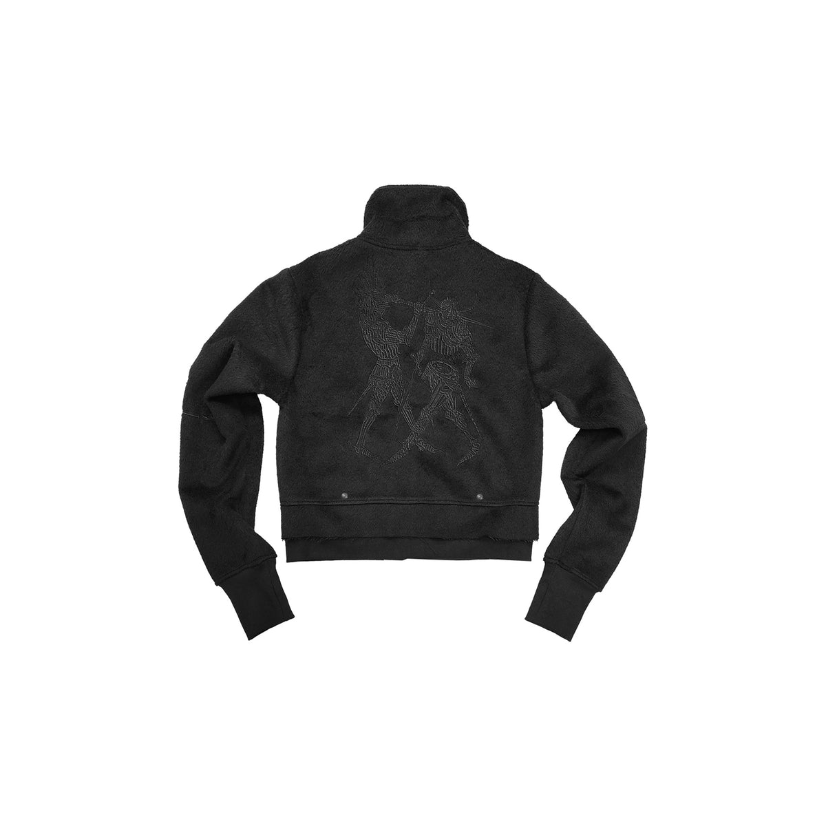 WANNA LAB Embroidered Zip-Up Wool Biker Jacket