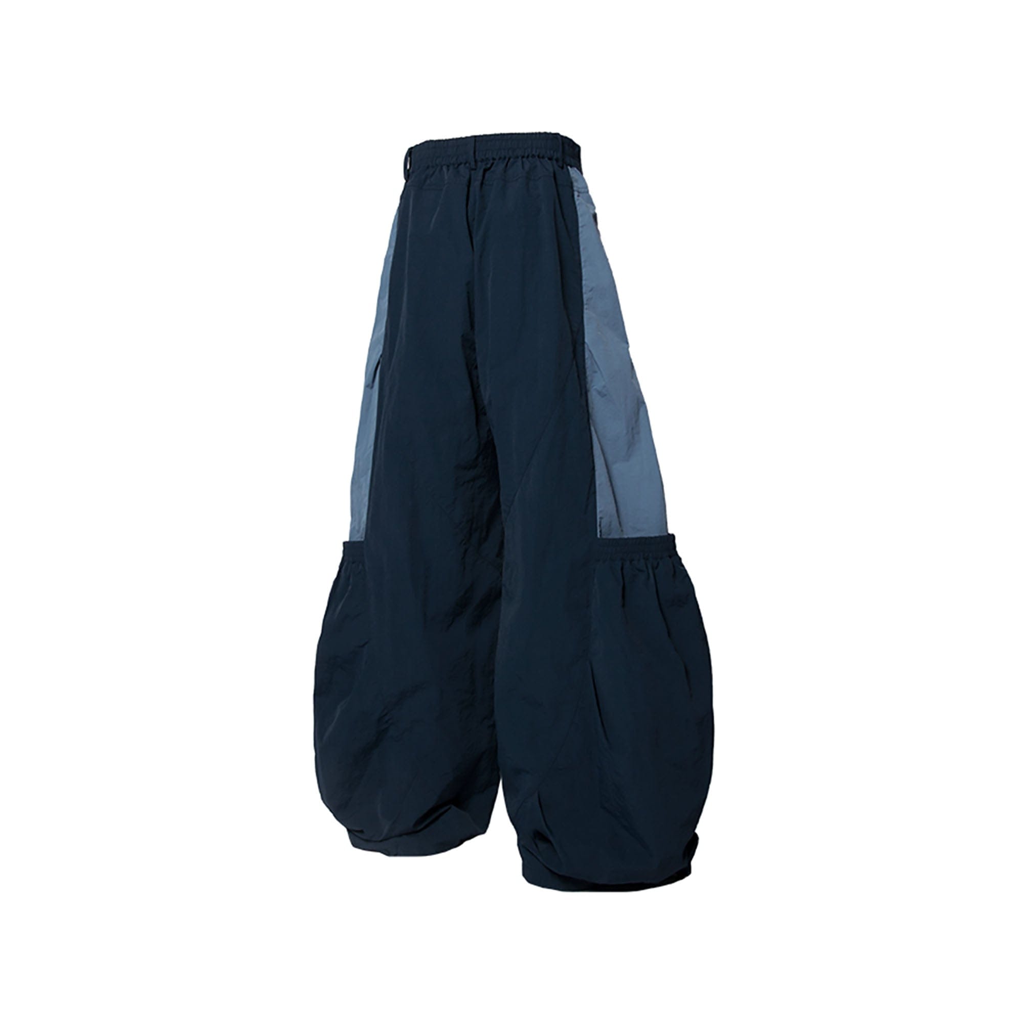 RELABEL Big-Pocket Pleated Oversized Curved Pants Blue, premium urban and streetwear designers apparel on PROJECTISR.com, RELABEL