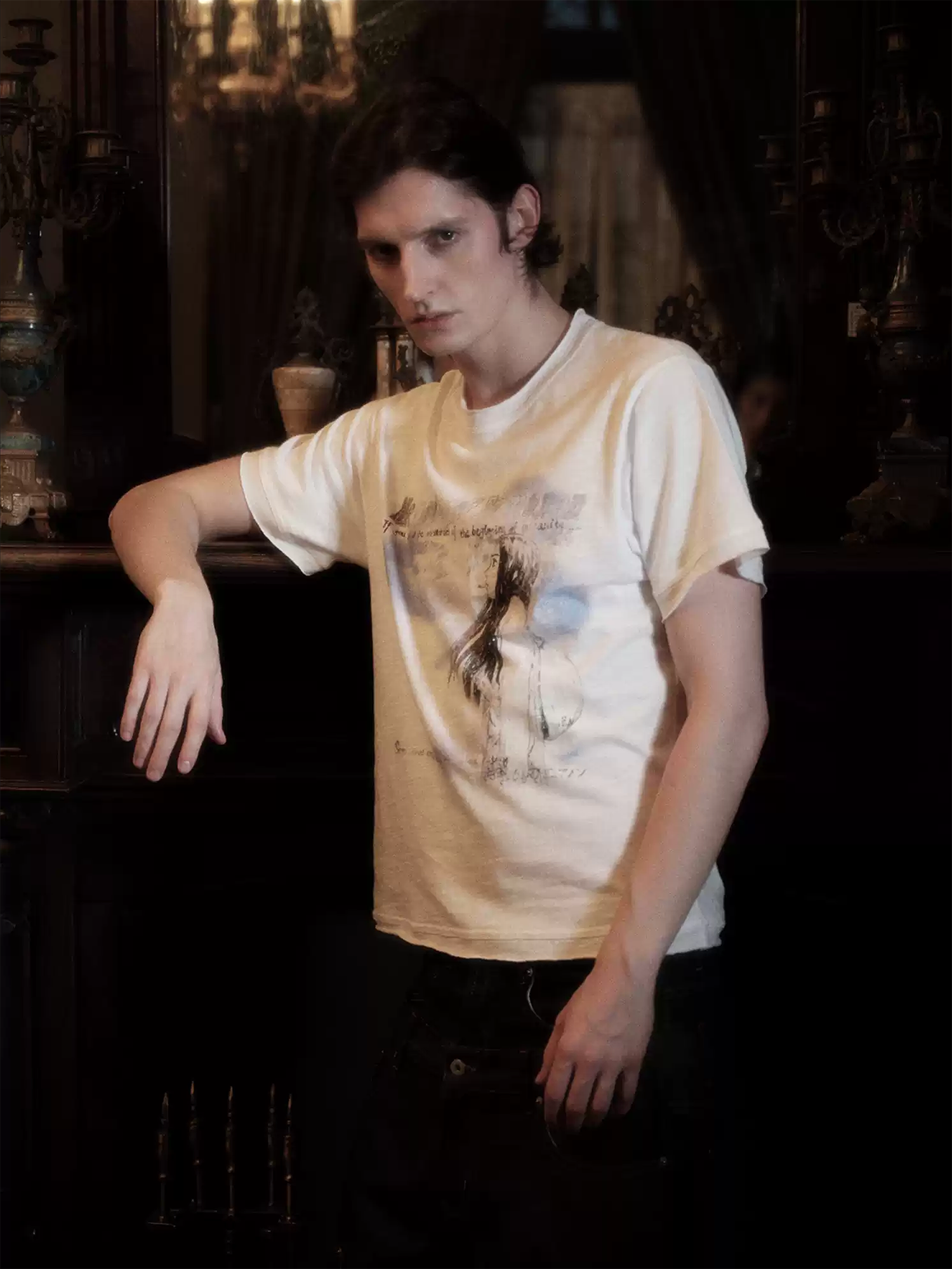 WANNA LAB Graphic Rolled-Hem T-Shirt