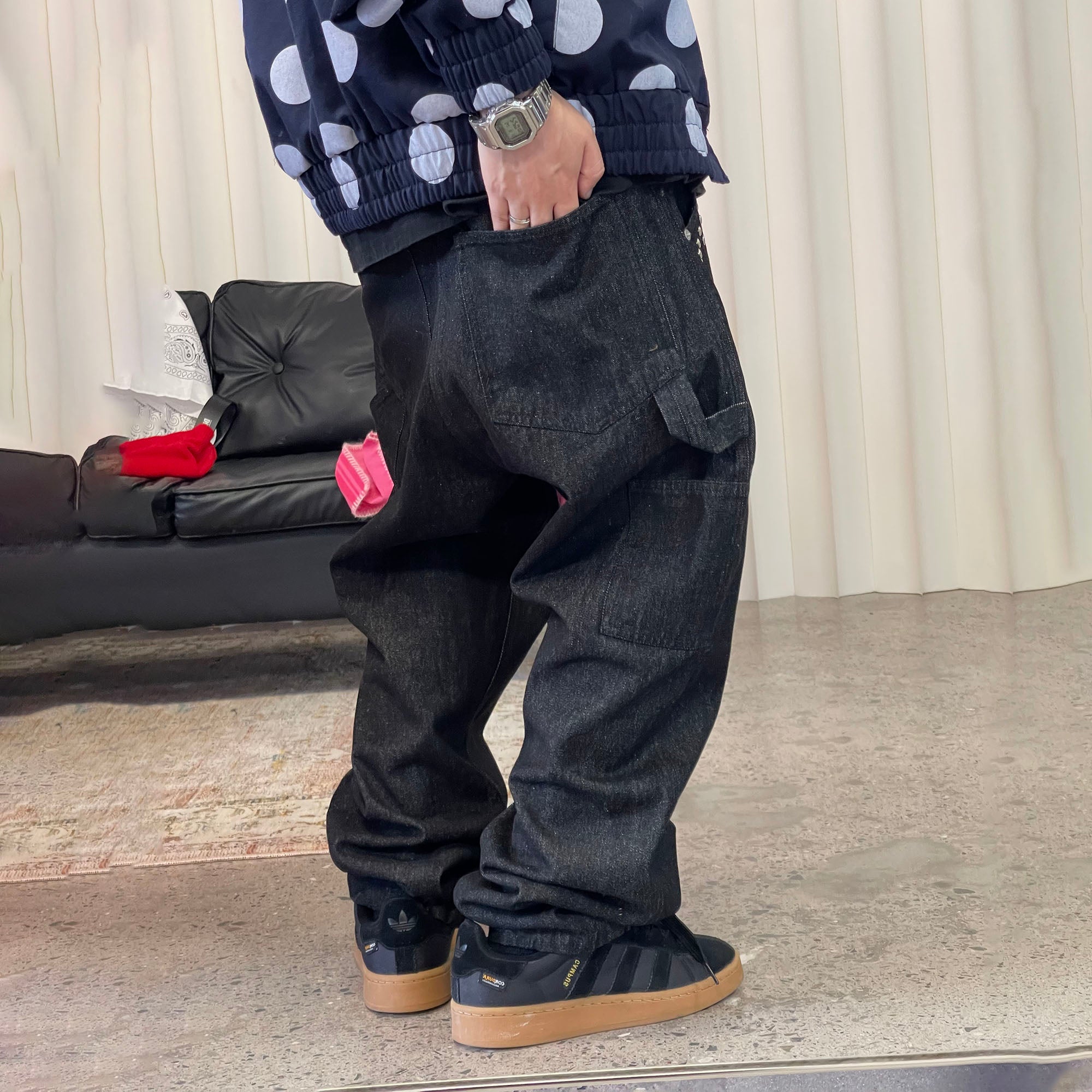 ME DA IGUAL Studded Wide-Leg Denim Pants, premium urban and streetwear designers apparel on PROJECTISR.com, ME DA IGUAL