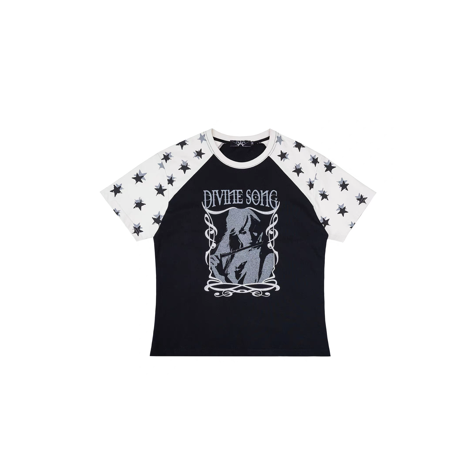 ESAIAS Contrast Star Glitter Graphic T-Shirt