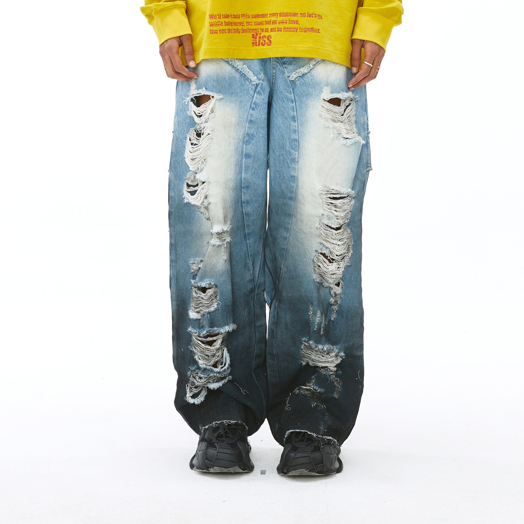 VANN VALRENCE Distressed Gradient Wash Structural Ripped Jeans, premium urban and streetwear designers apparel on PROJECTISR.com, VANN VALRENCE