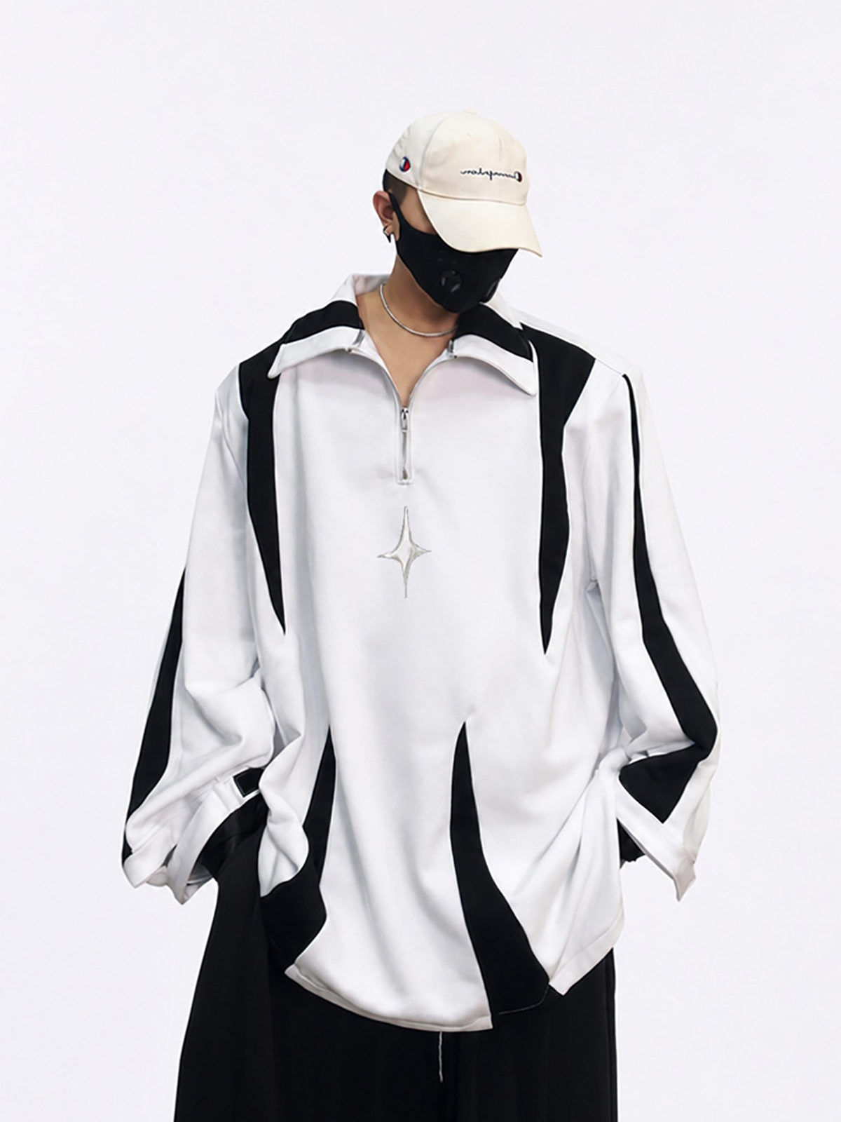 UUCSCC Contrast Padded-Shoulder Lapel Sweatshirt
