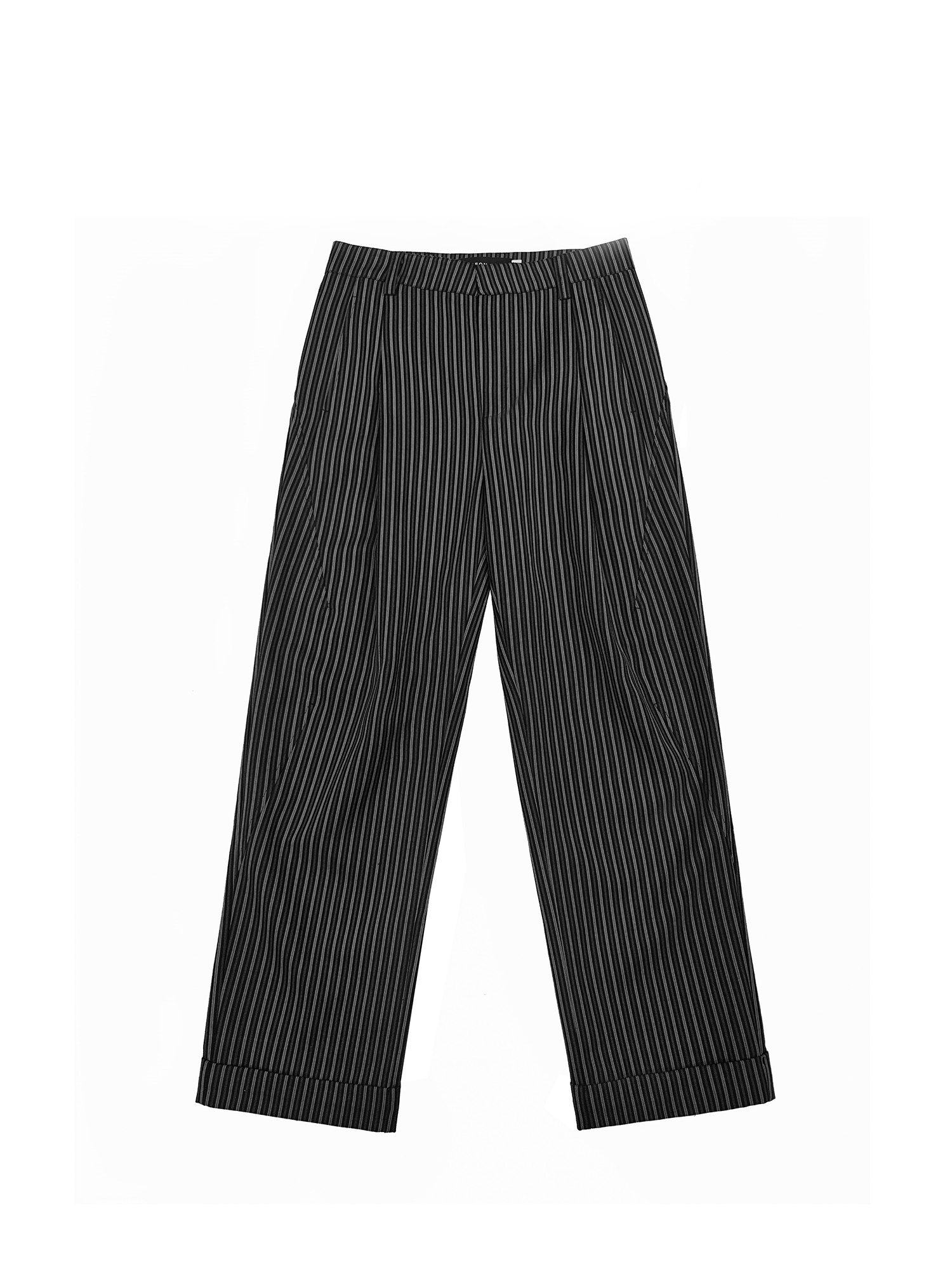 FACEONLAB Classic Striped Wool Pleated Tailored Trousers