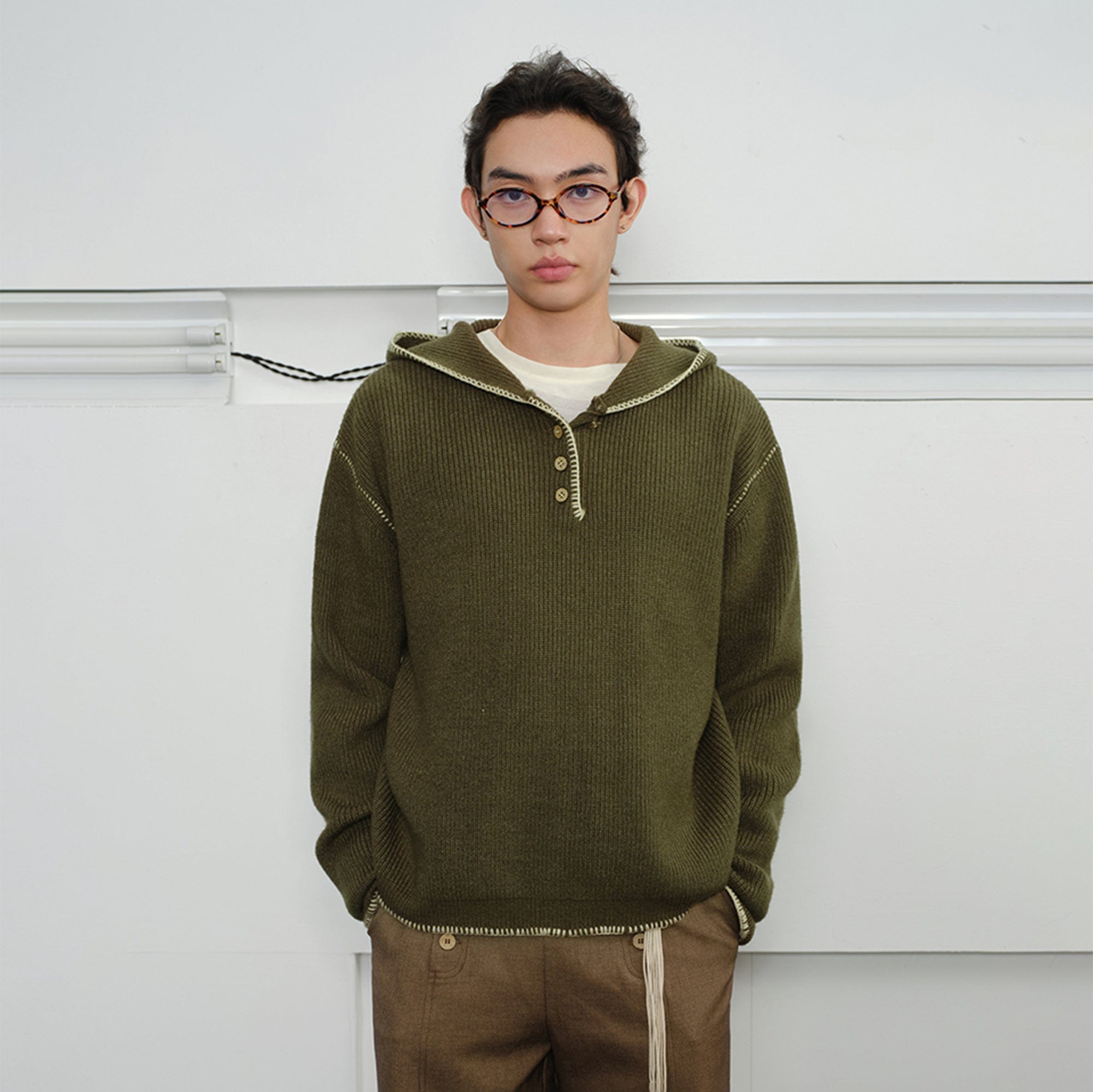 KREATE Stitched-Edges Hooded Sweater