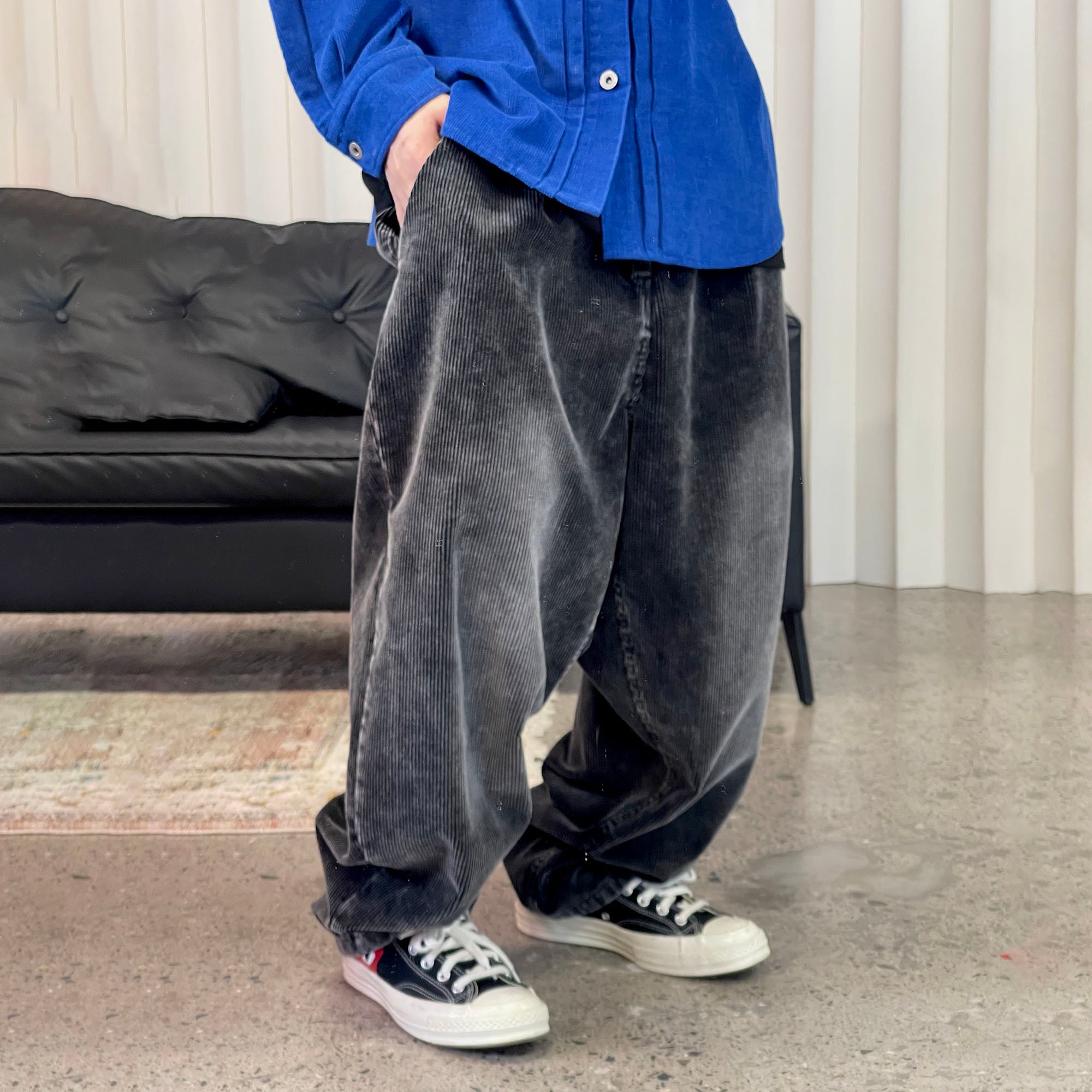 ME DA IGUAL Washed Corduroy Wide-Leg Pants