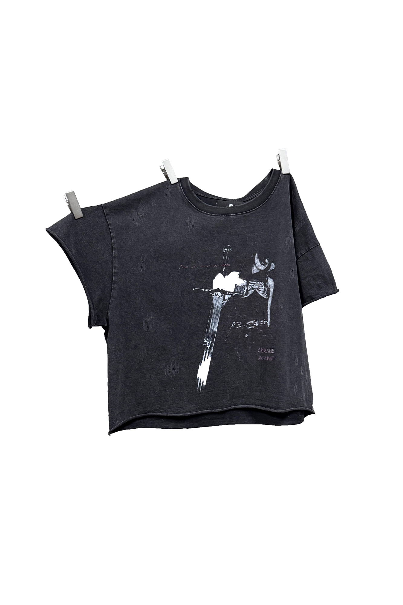 ANTI WAR REVIVAL Retro Distressed Raw Edge T-Shirt