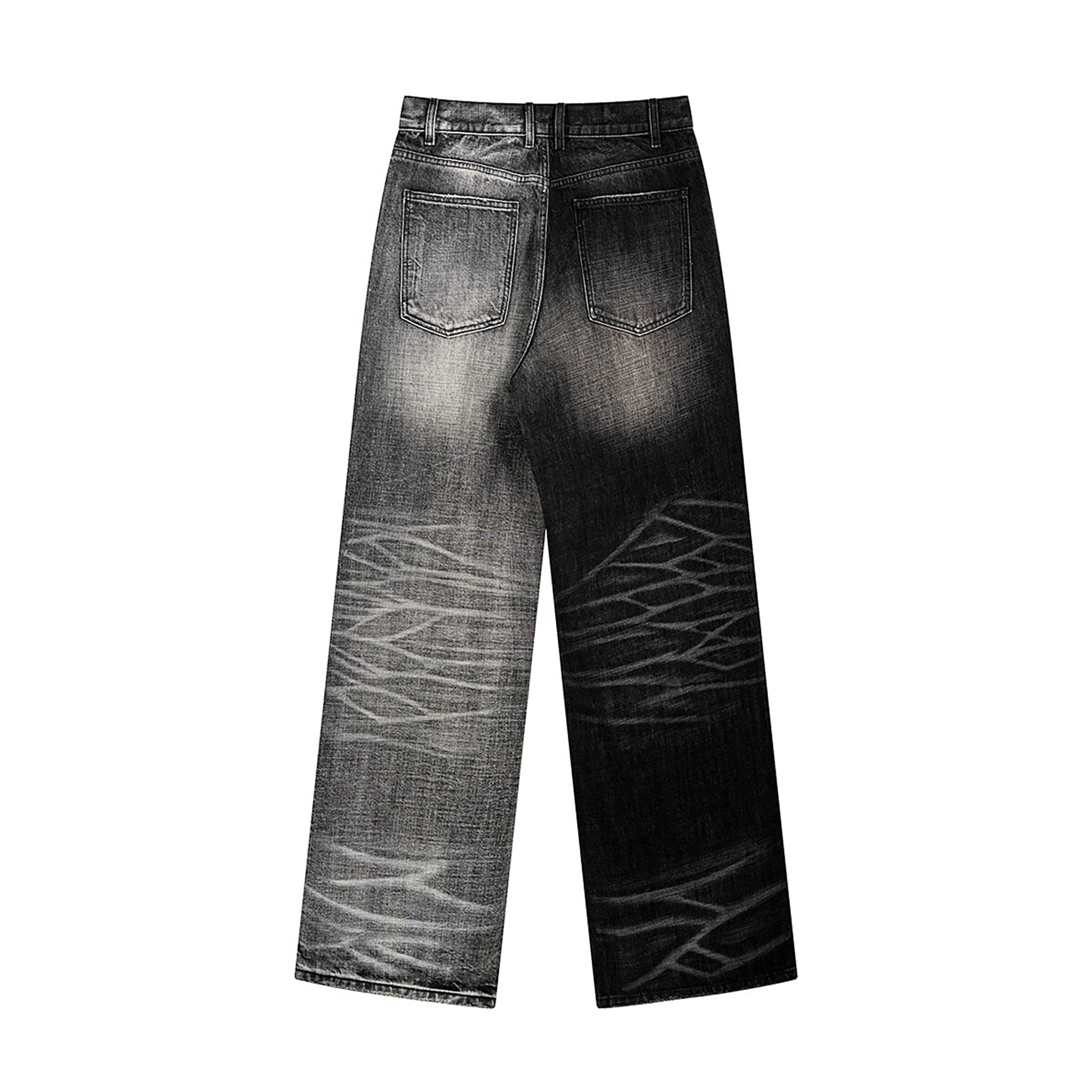REBEL WAVE Contrast Split Whiskering Wash Jeans