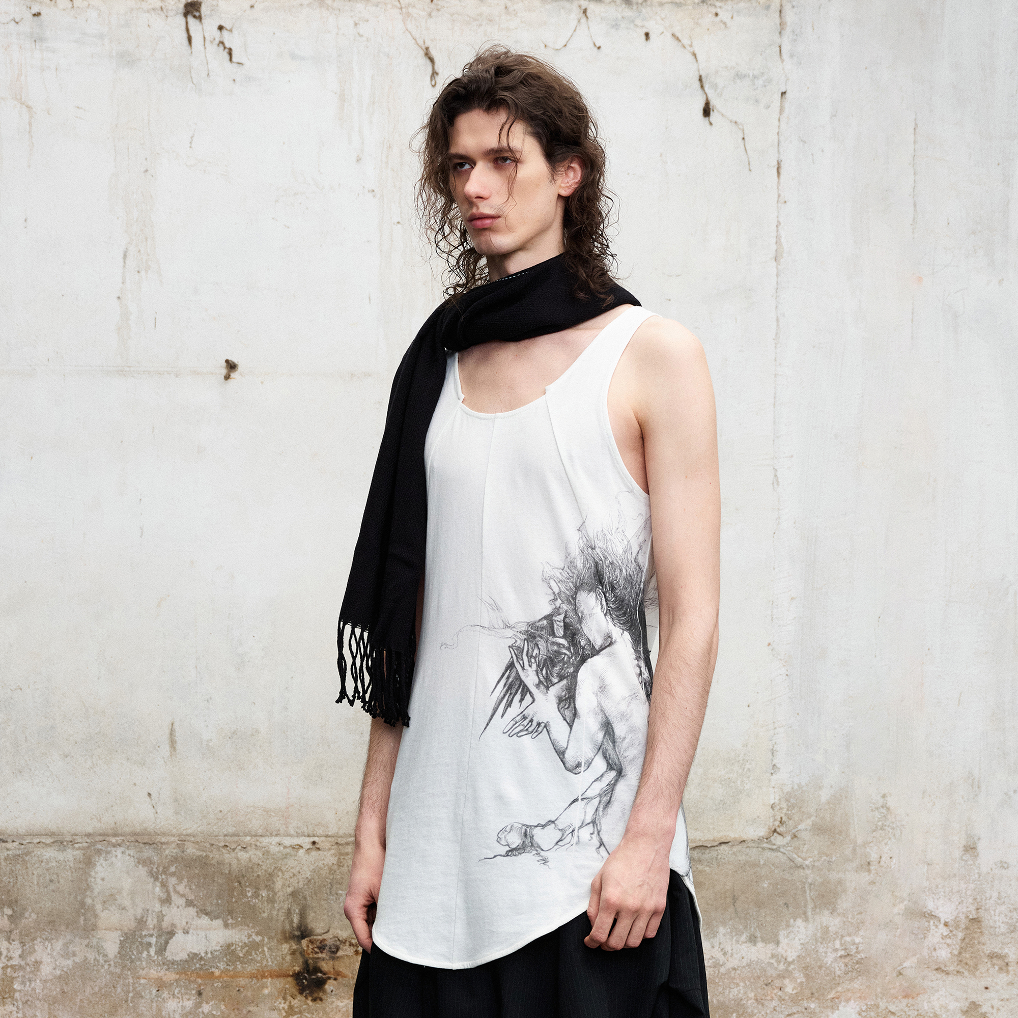 ILNya Nieternite Nifutur Spliced Graphic Tank Top, premium urban and streetwear designers apparel on PROJECTISR.com, ILNya Nieternite Nifutur