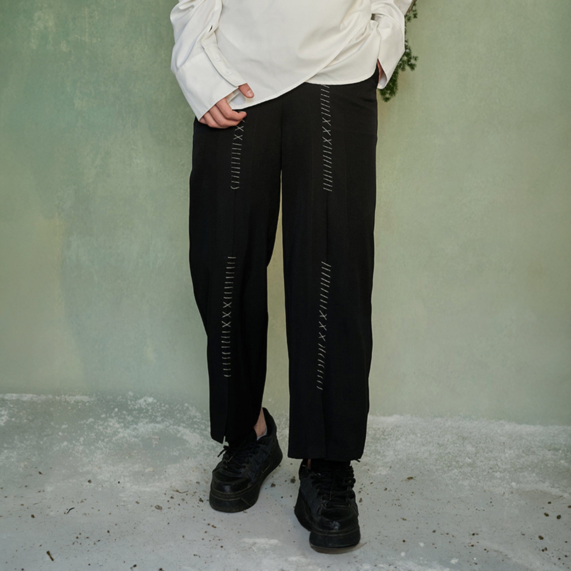 JIECHI Center Stitch Straight-Leg Pants, premium urban and streetwear designers apparel on PROJECTISR.com, JIECHI