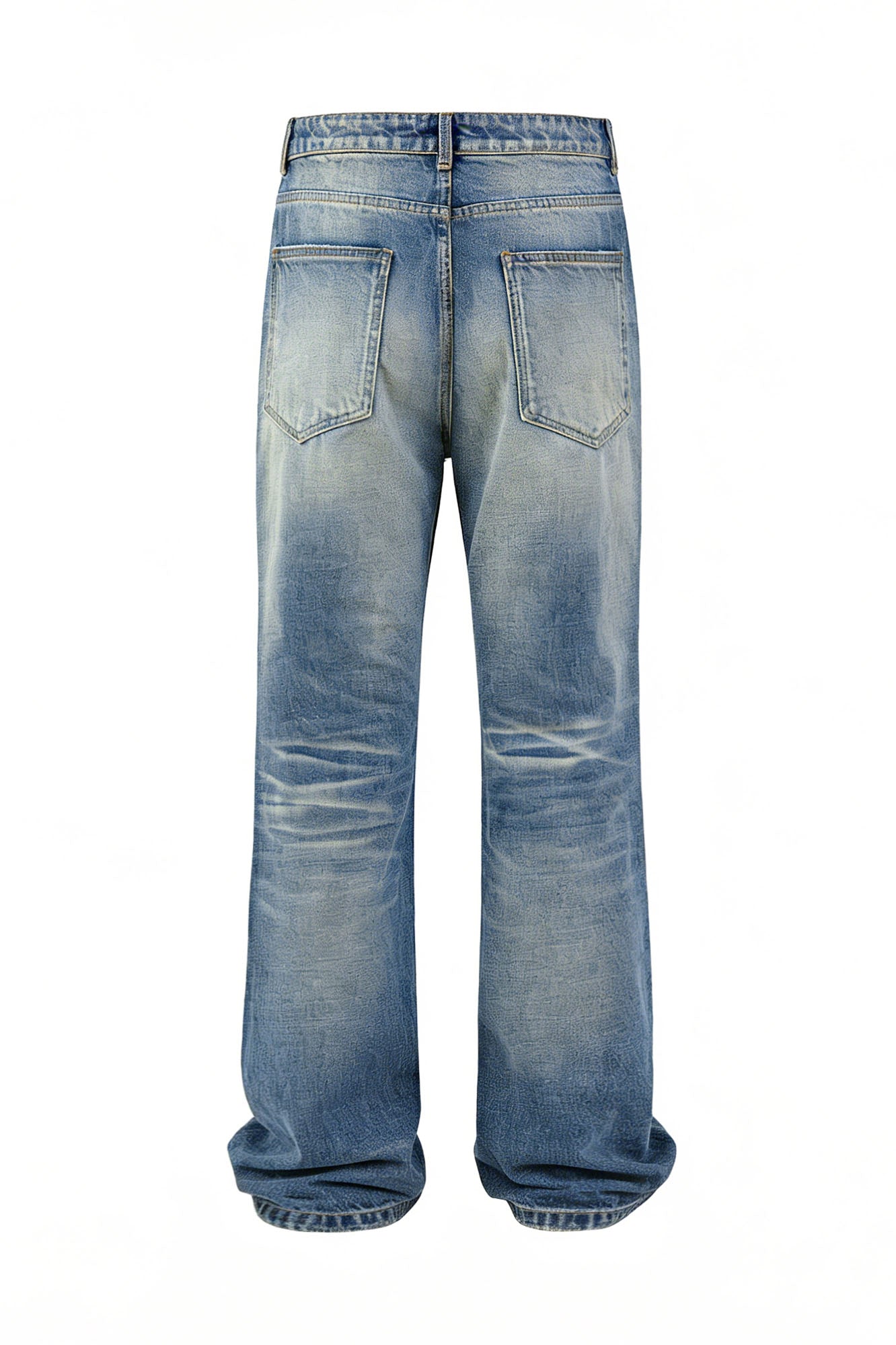 KREATE Double-Layer Distressed Straight-Leg Jeans, premium urban and streetwear designers apparel on PROJECTISR.com, KREATE