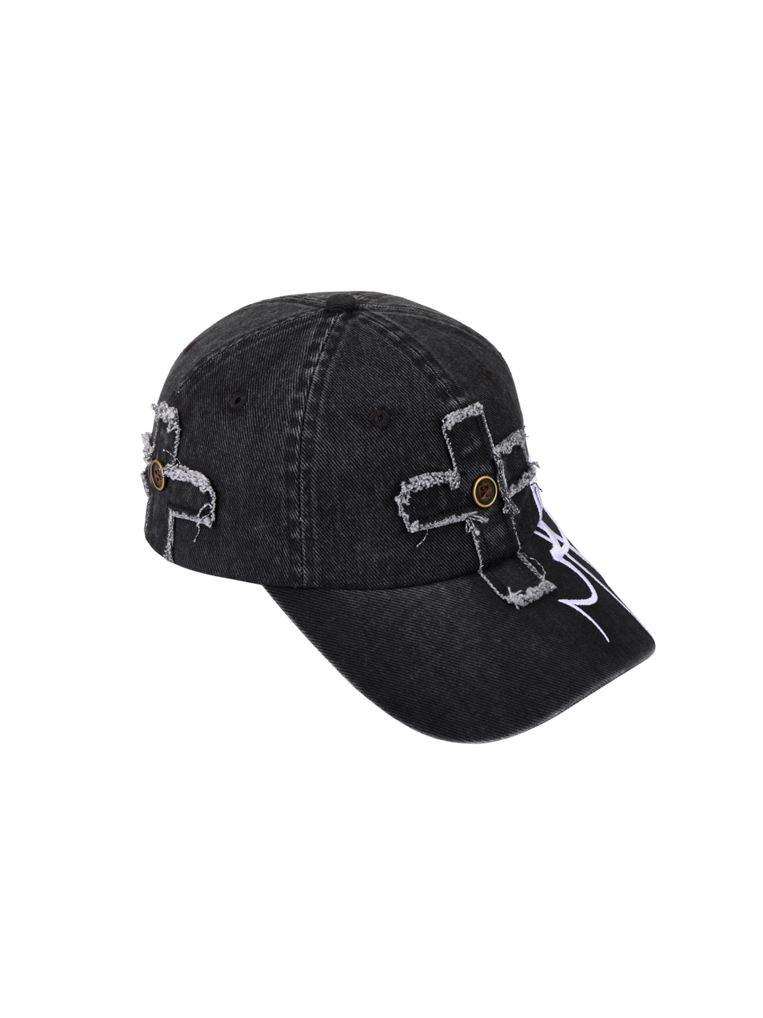 SANB Distressed Cross-Patch Embroidered Denim Cap
