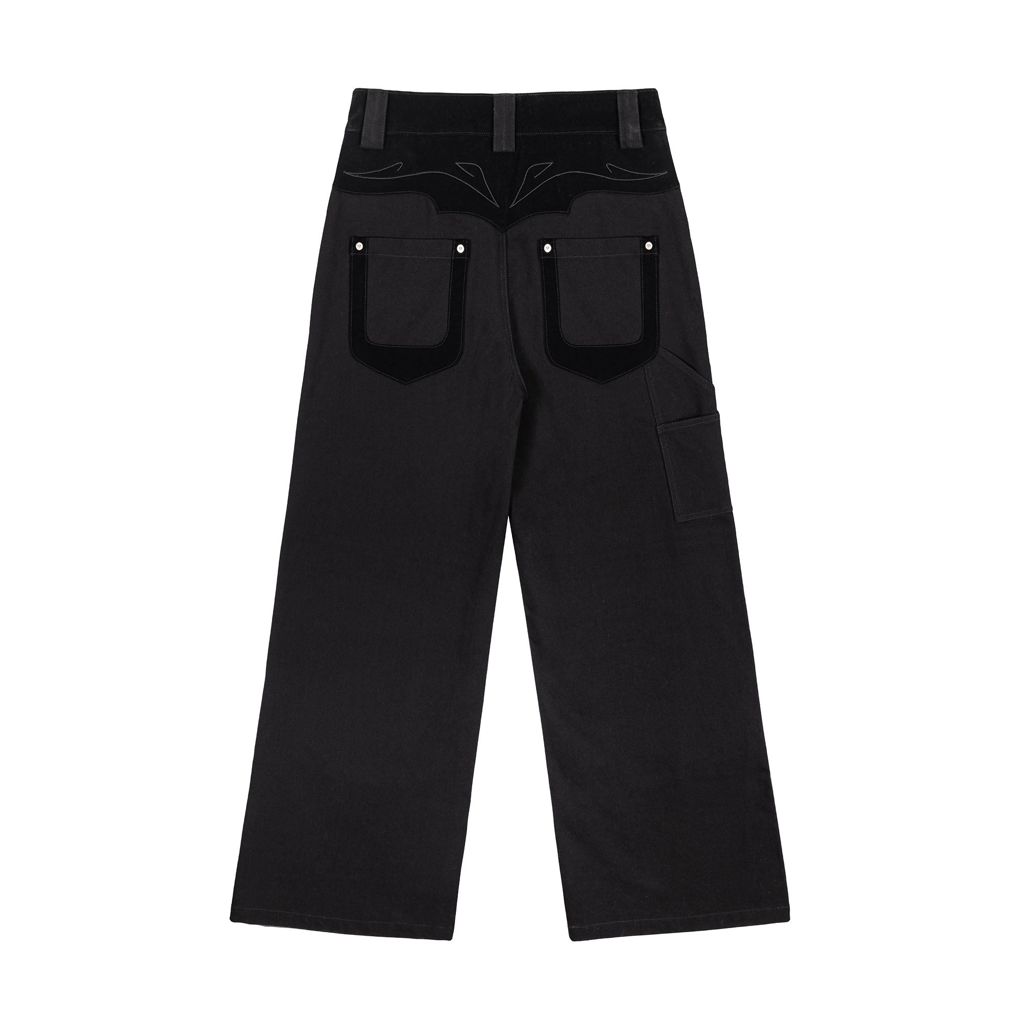 ESAIAS Rune Embroidered Velvet Panel Pants, premium urban and streetwear designers apparel on PROJECTISR.com, ESAIAS
