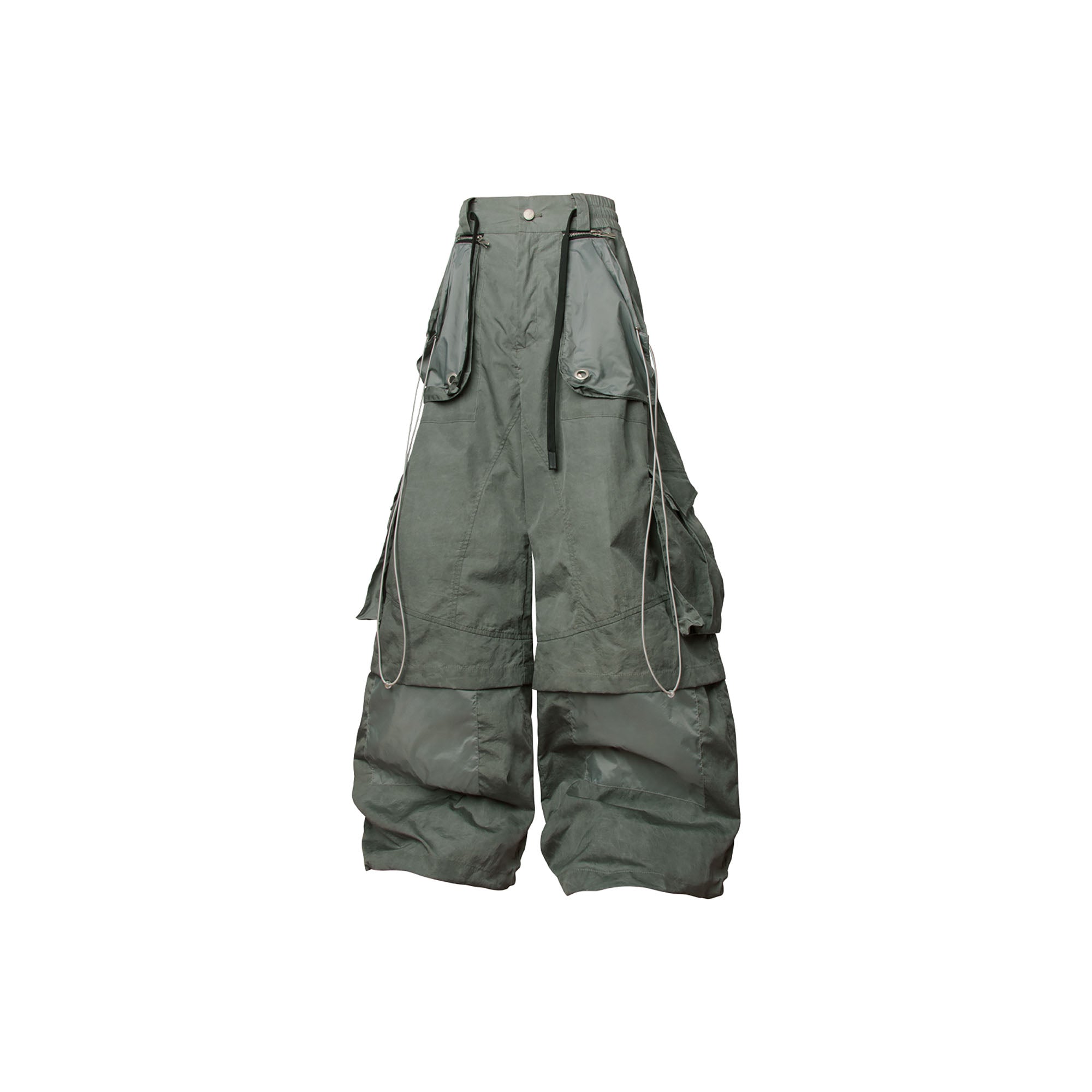 RELABEL Multi-Pocket Panel Crinkled Cargo Pants Gray