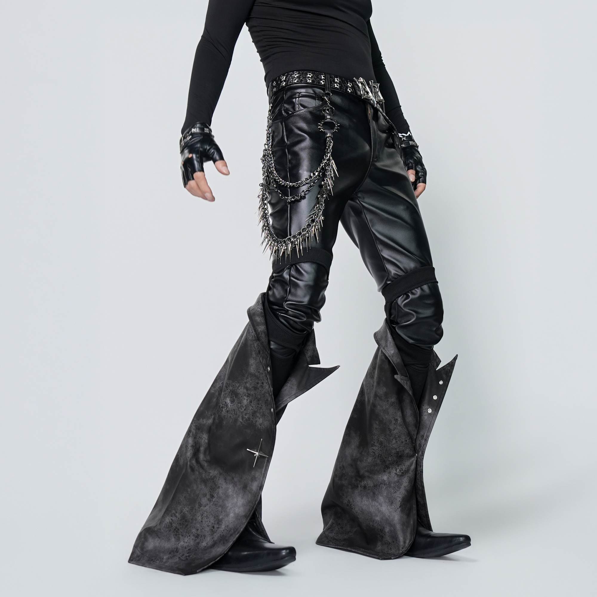 VE2 Detachable Flared Faux Leather Pants