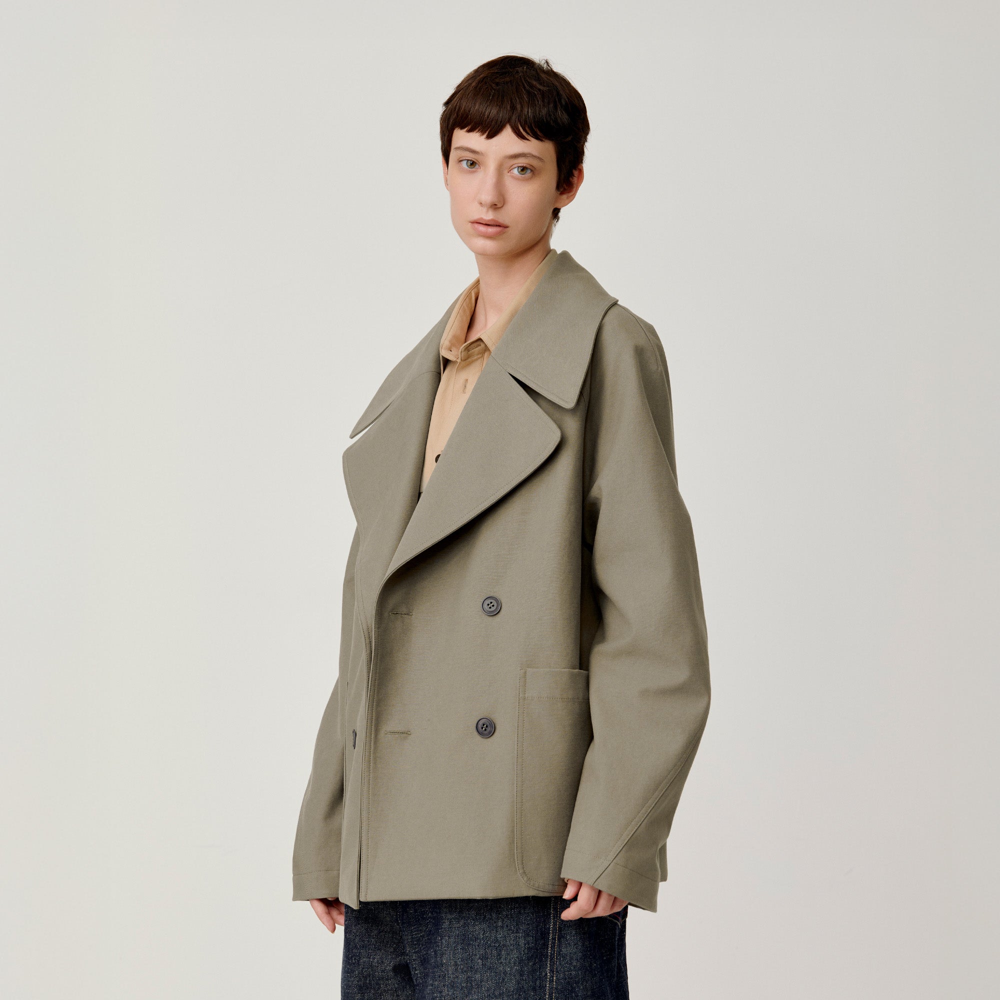 OPICLOTH Classical Double-Breasted Oversized Jacket