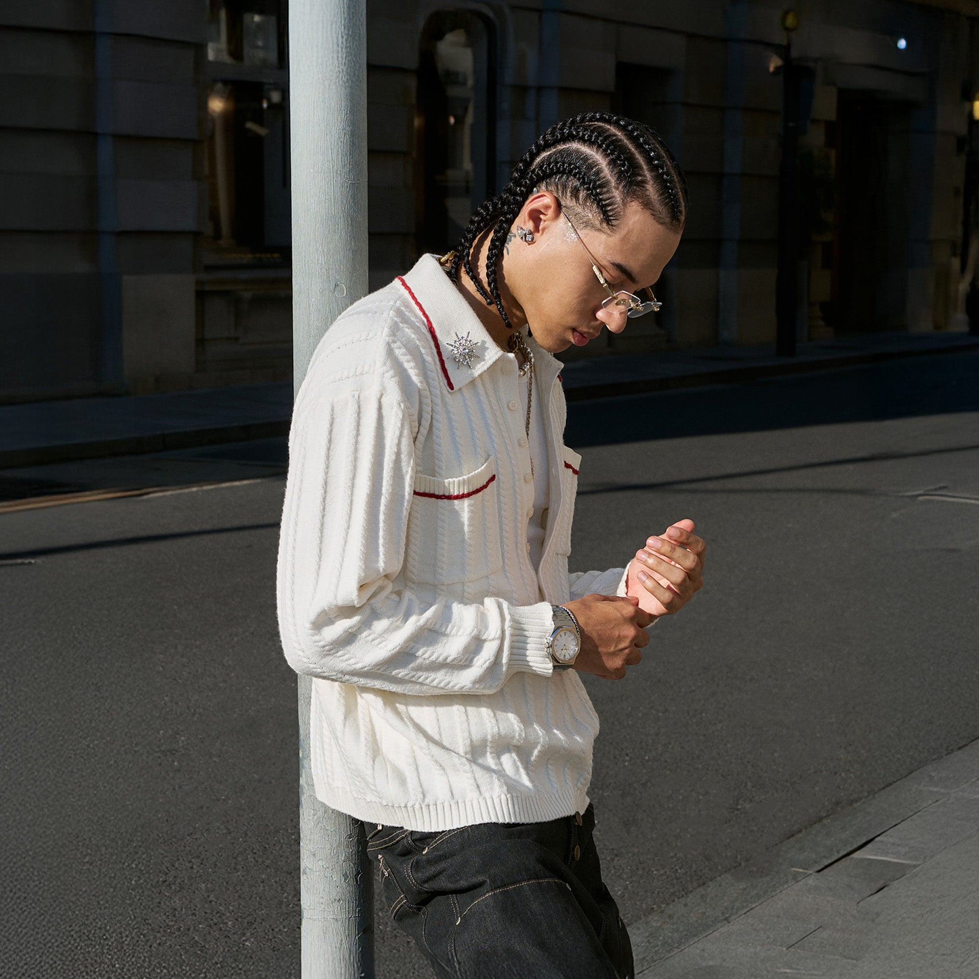 STEEPC Twist-Stitch Contrast Piped Sweater, premium urban and streetwear designers apparel on PROJECTISR.com, STEEPC