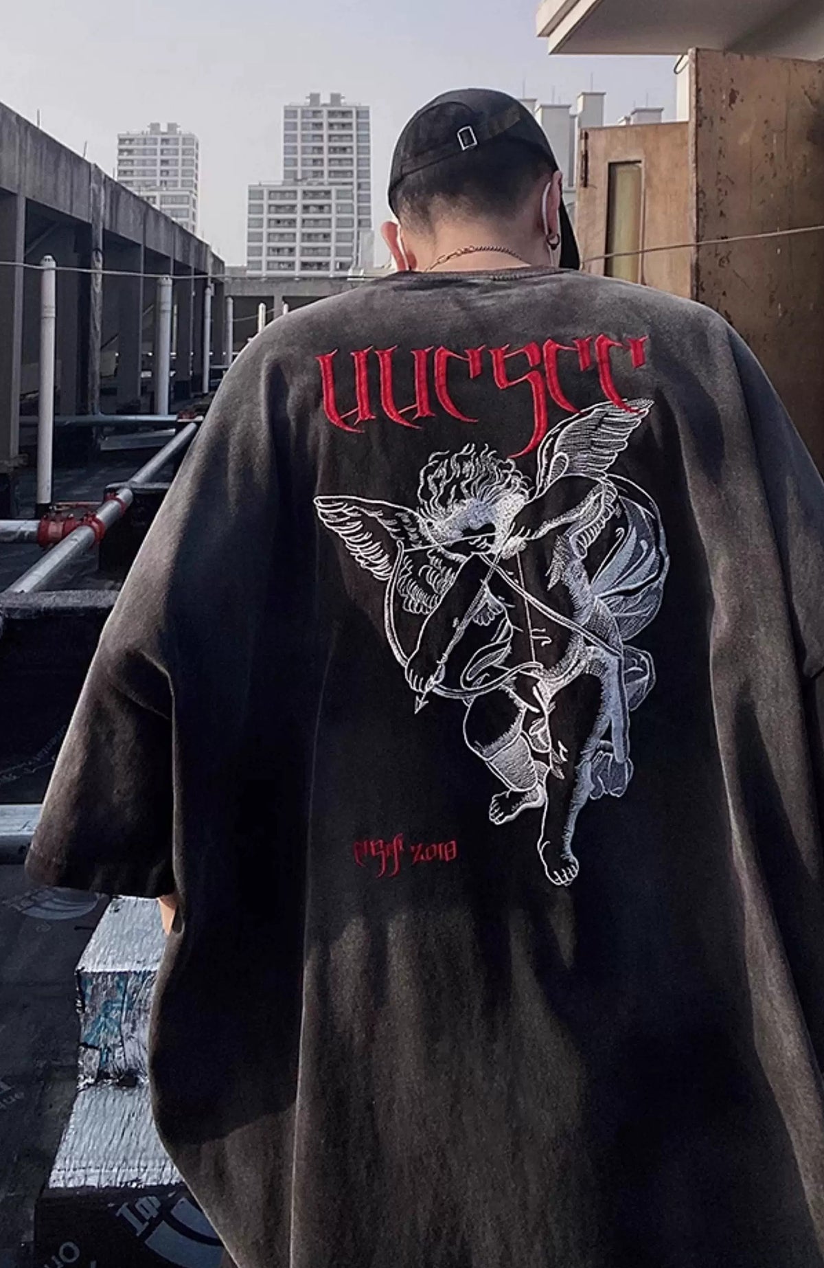 UUCSCC Retro Washed Embroidered Oversized Heavyweight T-Shirt