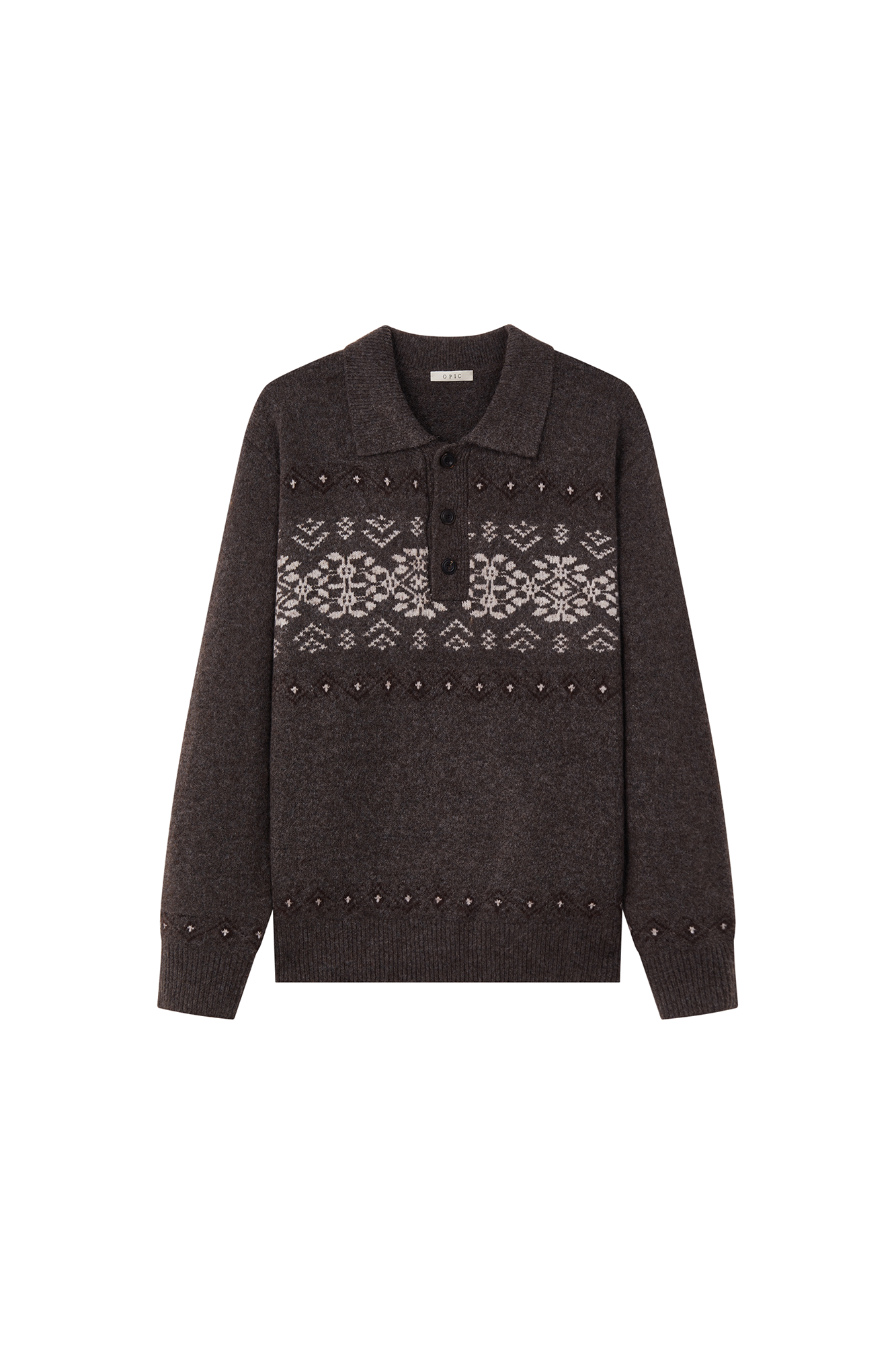 OPICLOTH Fair Isle Knit Polo Sweater, premium urban and streetwear designers apparel on PROJECTISR.com, OPICLOTH